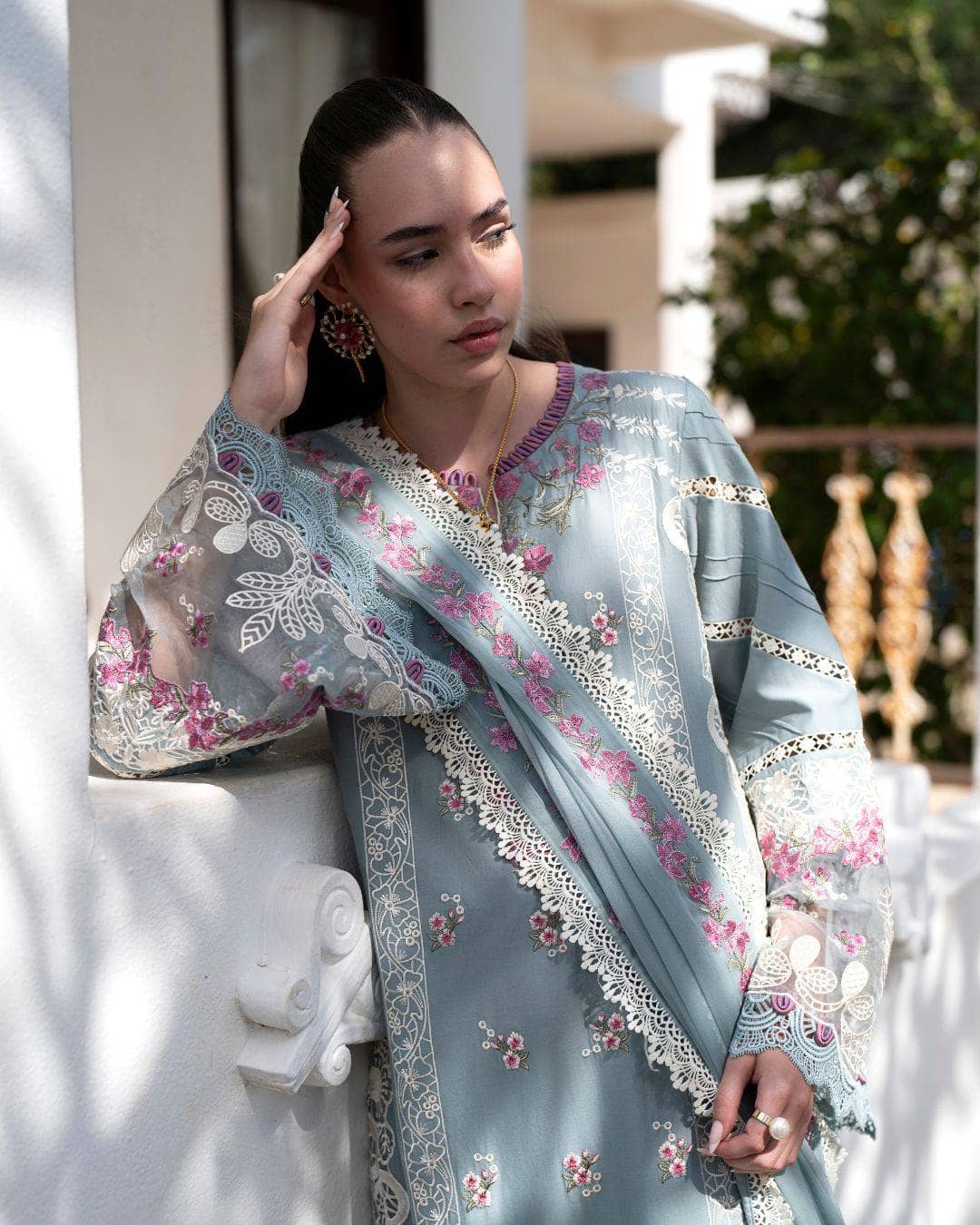 Afsana Lawn by Nofha Official/Aquamarine/Silk Dupatta