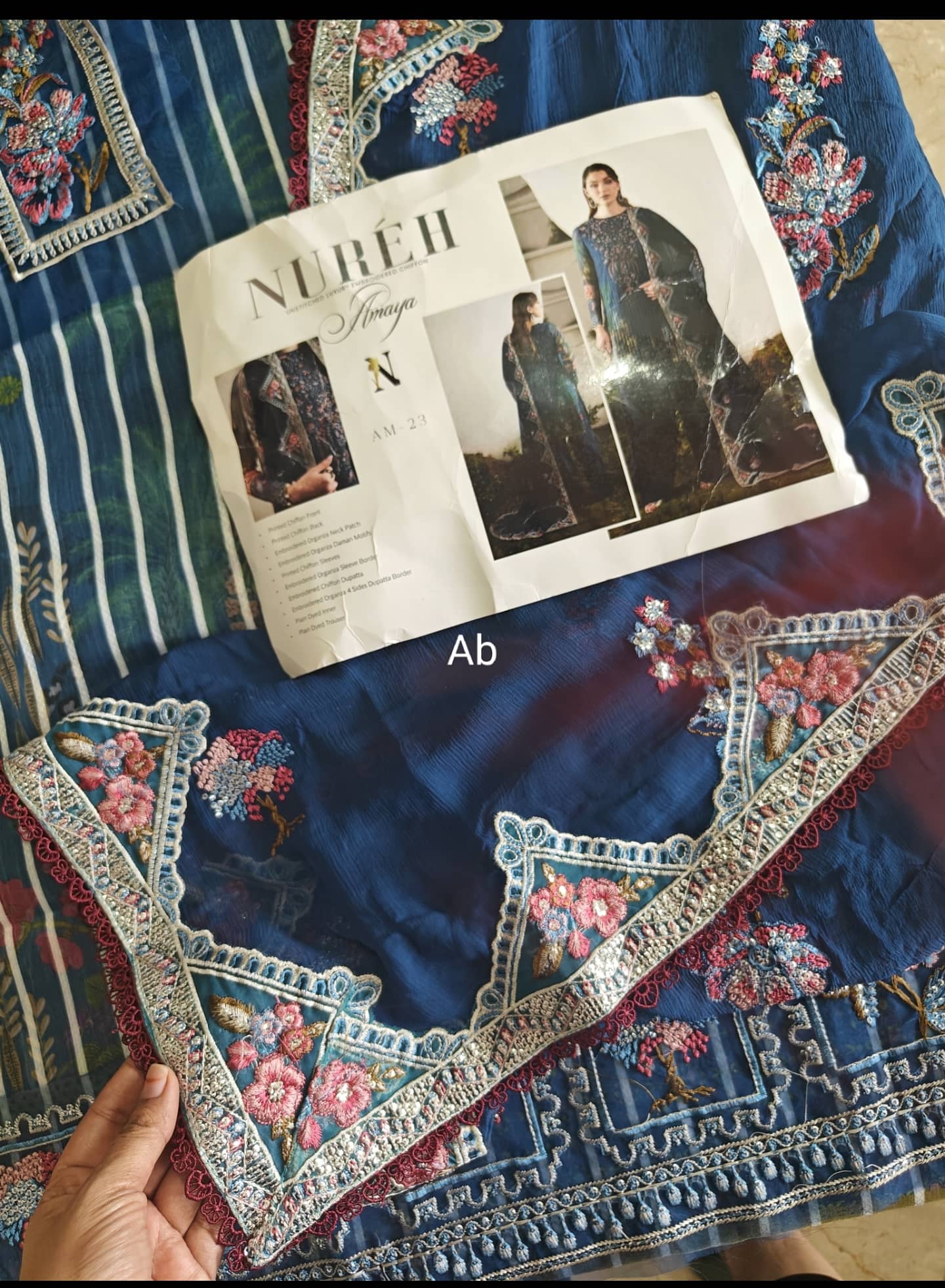 Semi Stitched Easy Stitching Solutions/Nureh Amaya Luxury Formals Chiffon/AM -23