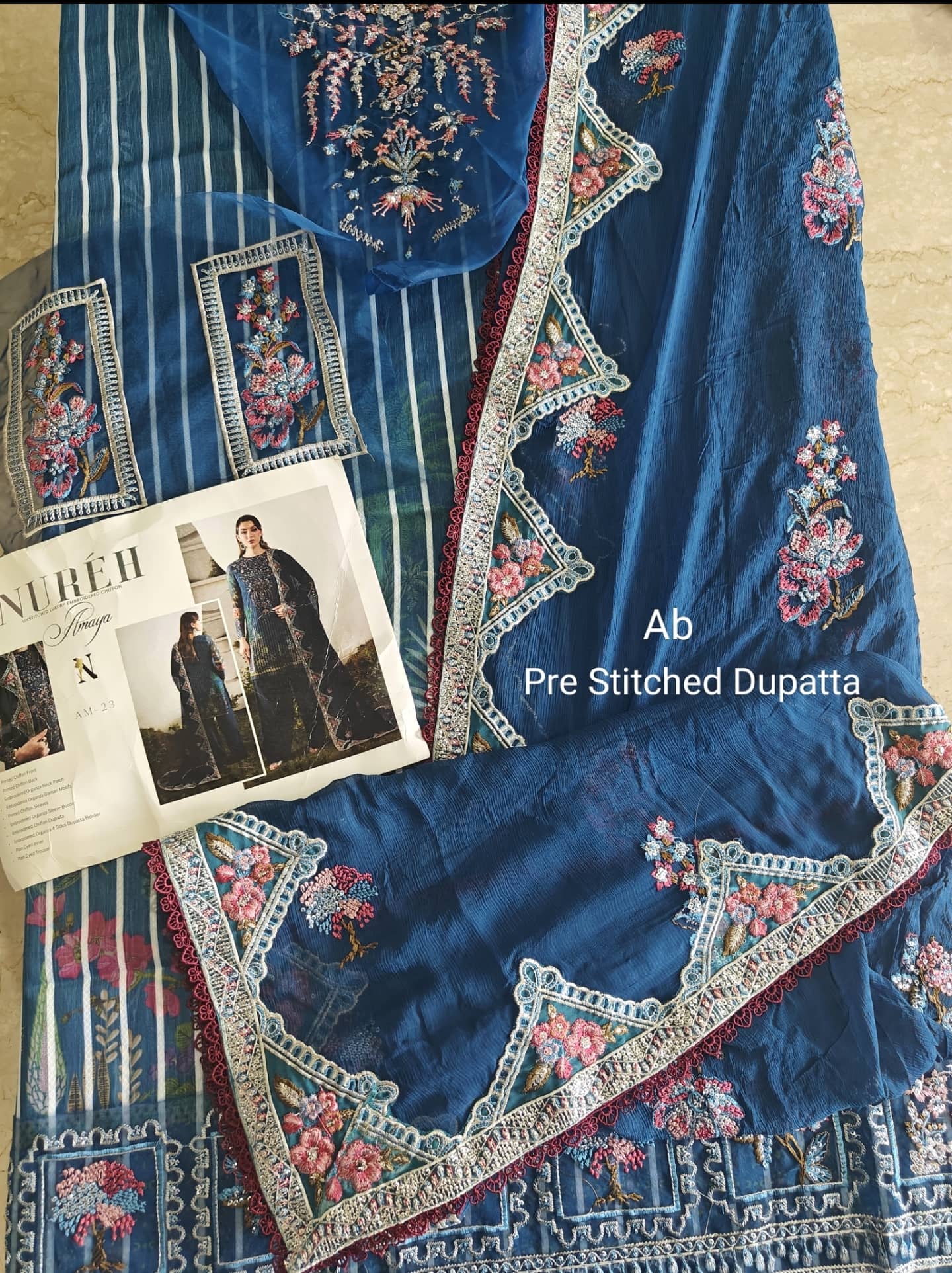 Semi Stitched Easy Stitching Solutions/Nureh Amaya Luxury Formals Chiffon/AM -23