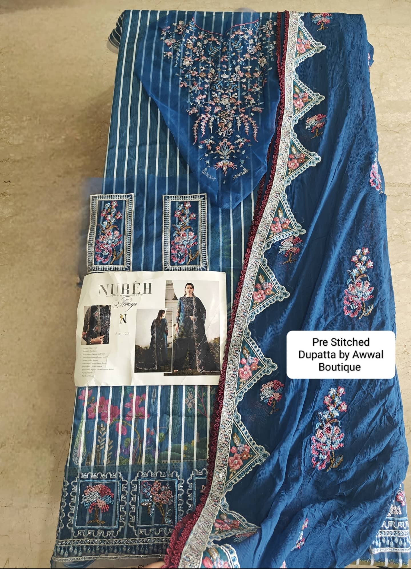 Semi Stitched Easy Stitching Solutions/Nureh Amaya Luxury Formals Chiffon/AM -23