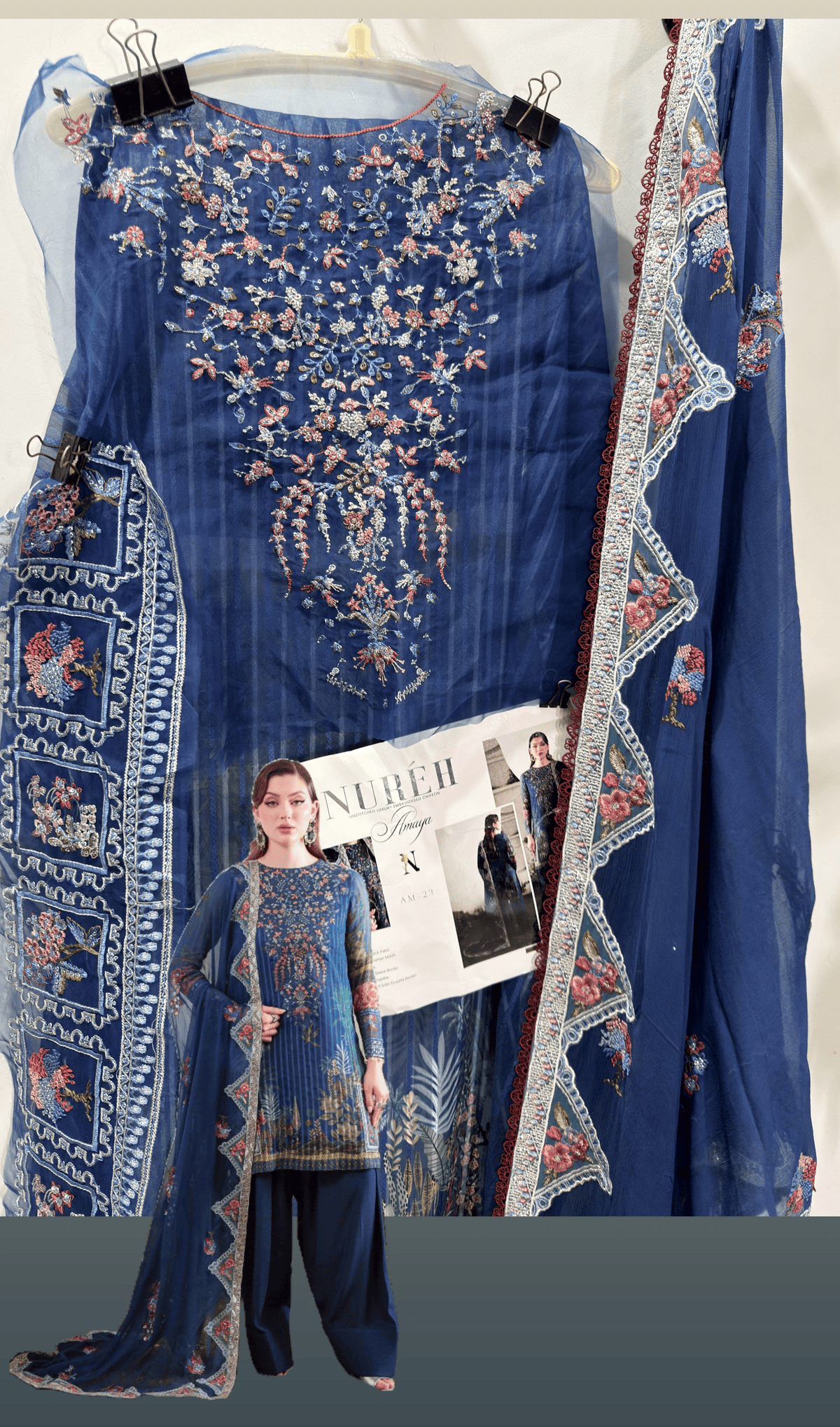 Semi Stitched Easy Stitching Solutions/Nureh Amaya Luxury Formals Chiffon/AM -23