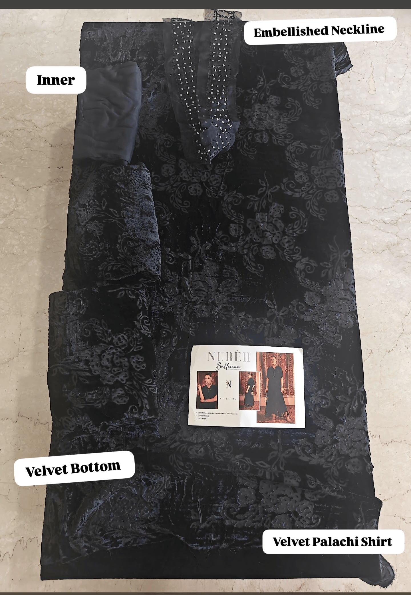 Nureh Ballerina open pics Open Pic/Nureh Ballerina/Velvet Cord Sets/Hand Work/Winter Fashion