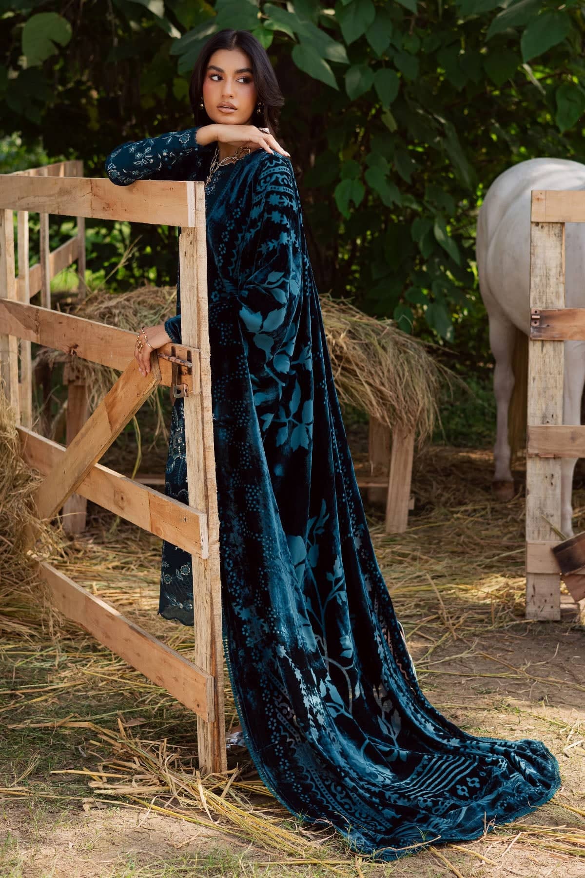 Nureh Exclusive Shawl Collection Winter Pakistani Suits Nureh Exclusive Velvet Palachi Shawl/NE 186