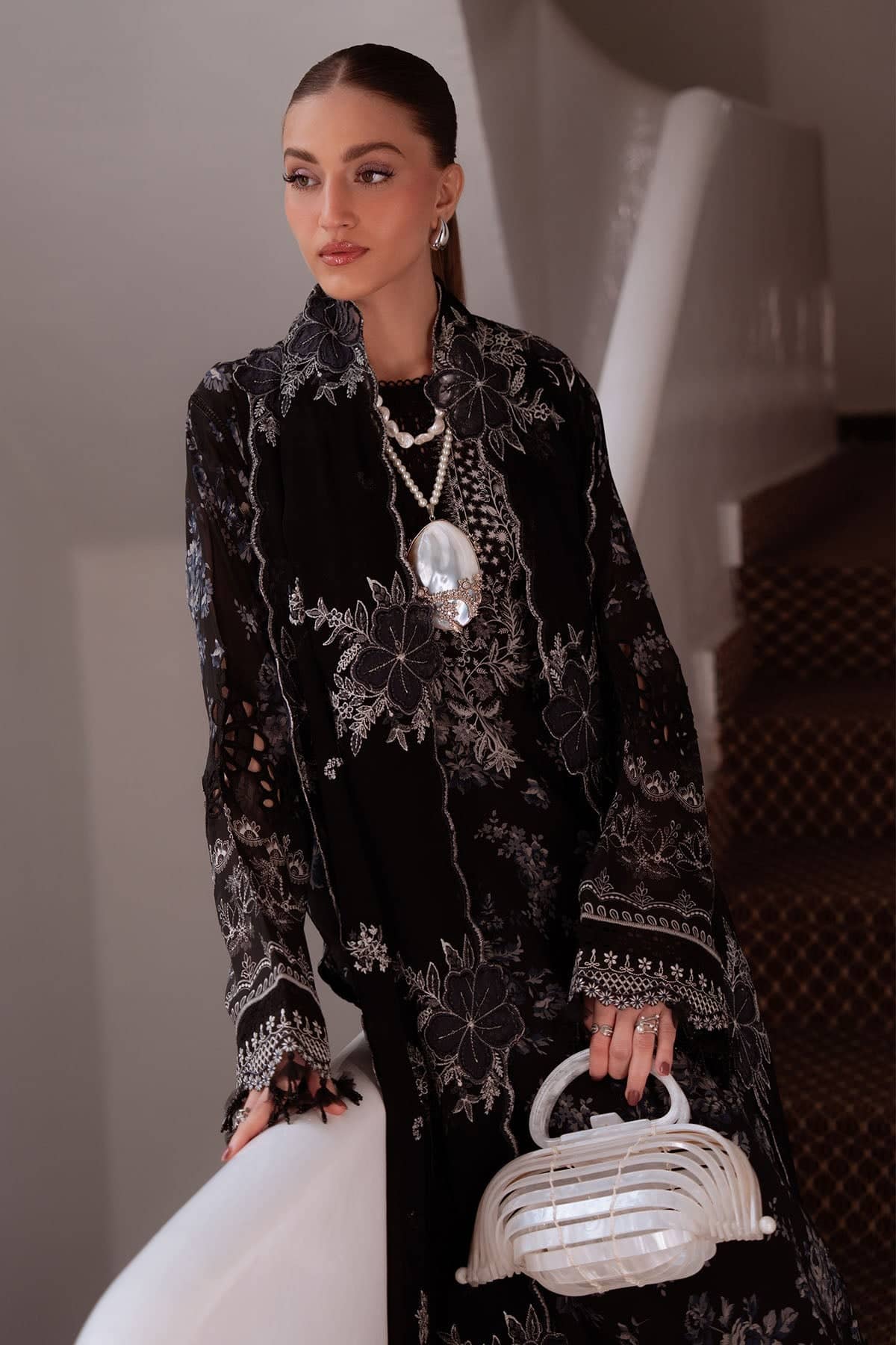 Nureh Maya Swiss Lawn 26/NS 164/Embroideried Chiffon Dupatta