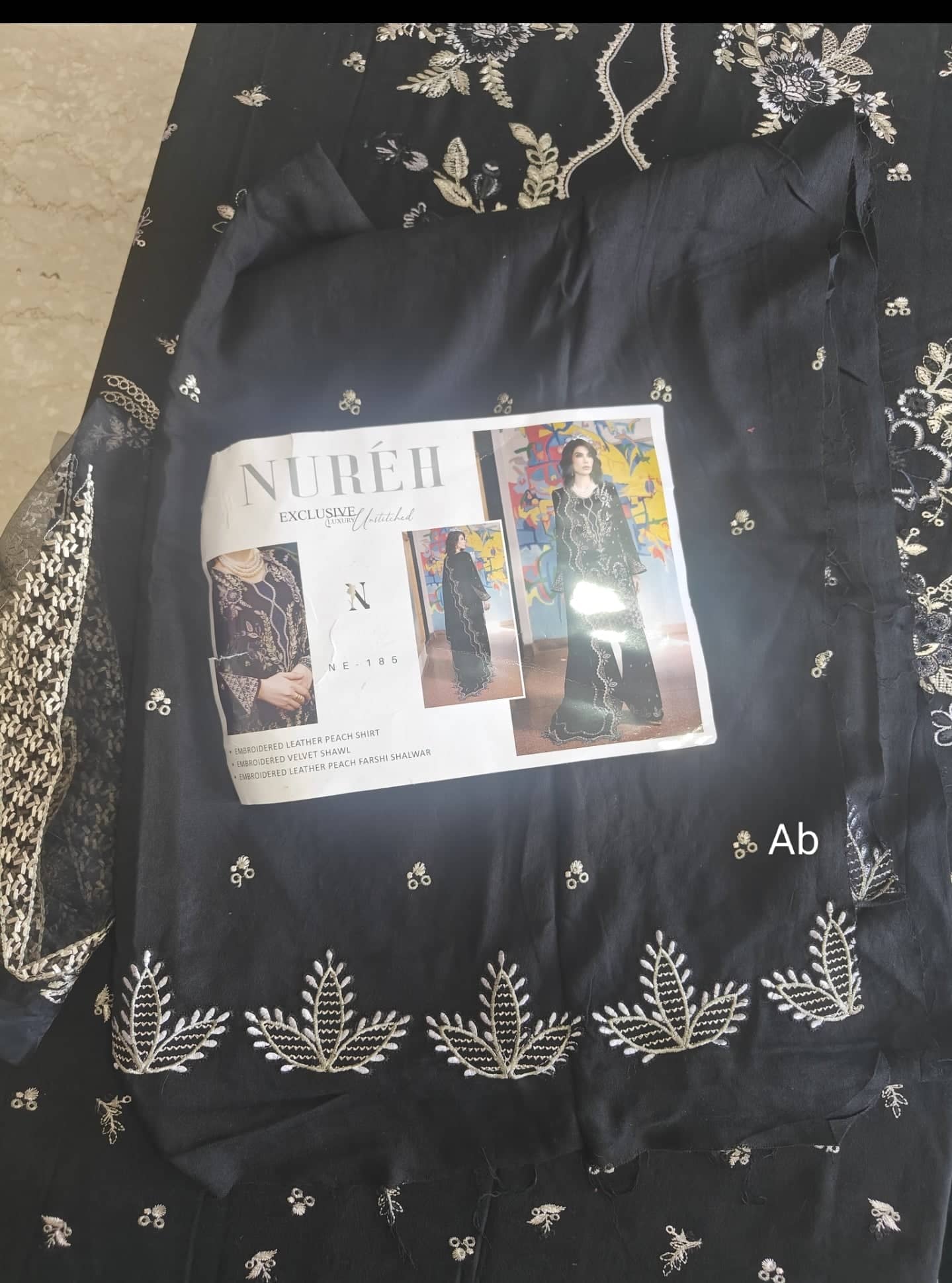 Nureh Velvet open pics Open Pic/Nureh Exclusive Luxury Formals/Velvet Embroideried Shawl/NE 185