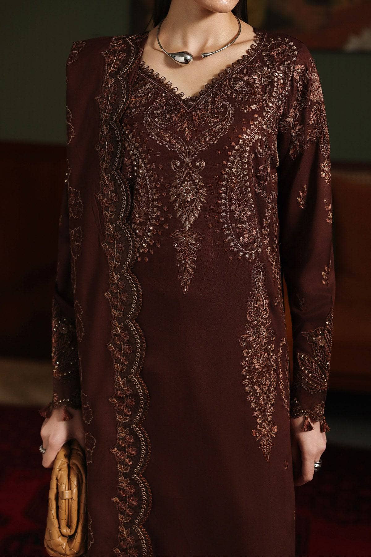 Nureh Marina Exclusive Winter/NE 279/Embroideried Woolen Shawl