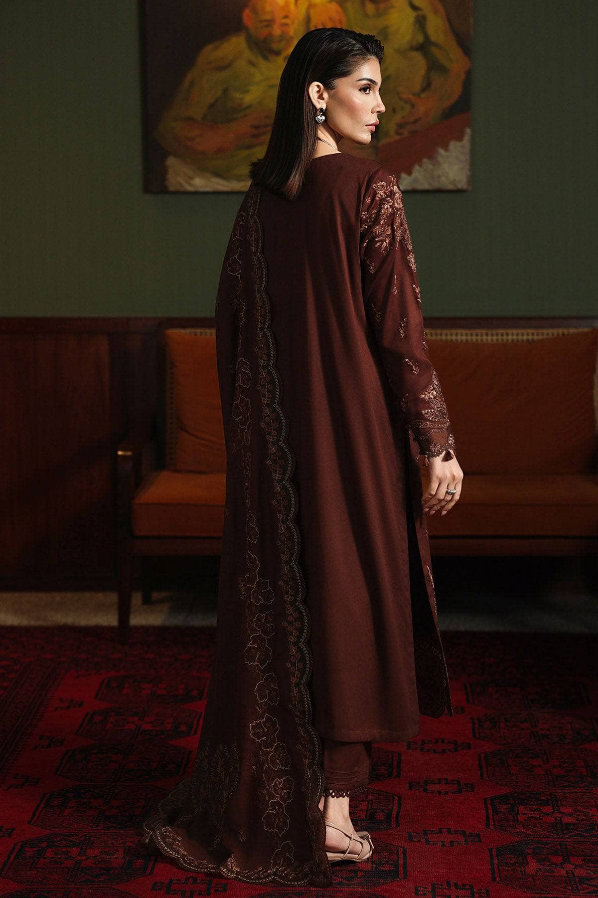 Nureh Marina Exclusive Winter/NE 279/Embroideried Woolen Shawl