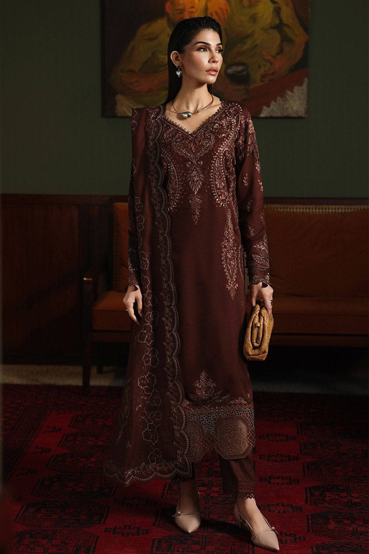 Nureh Marina Exclusive Winter/NE 279/Embroideried Woolen Shawl