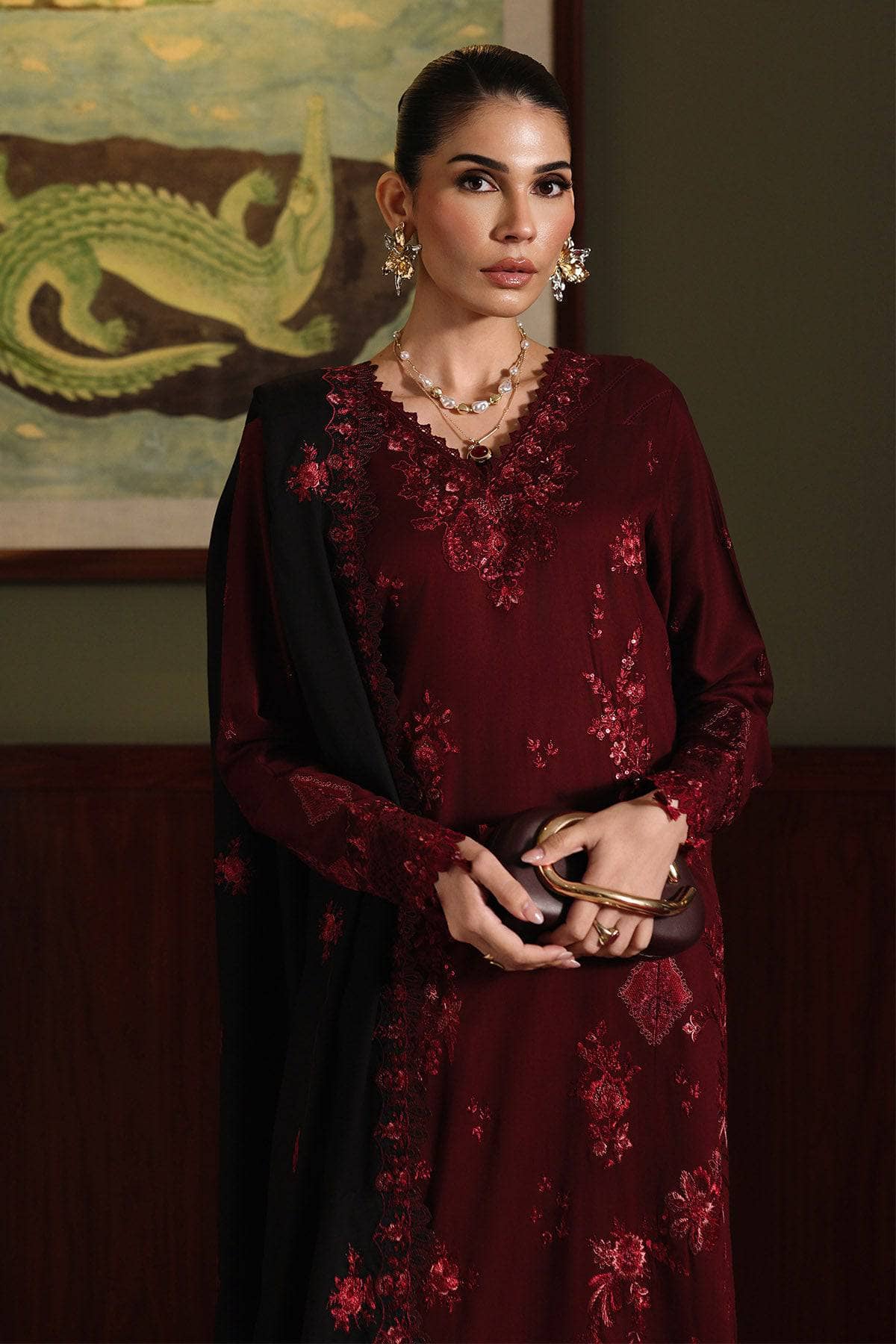 Nureh Marina Exclusive Winter/NE 280/Embroideried Woolen Shawl