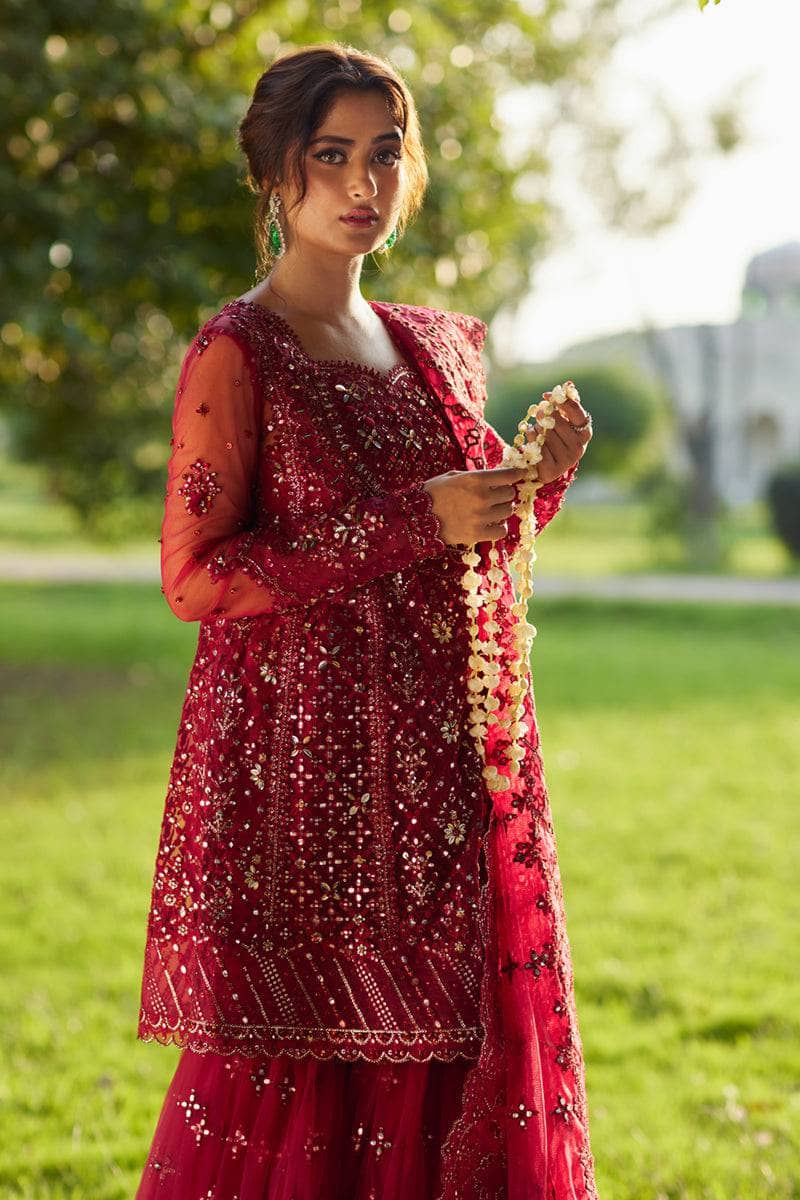 Qalamkar Chiffon Pakistani Suit Qalamkar Wedding Formals 24/Vol2/Nurah Sh 07