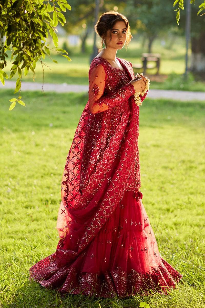 Qalamkar Chiffon Pakistani Suit Qalamkar Wedding Formals 24/Vol2/Nurah Sh 07