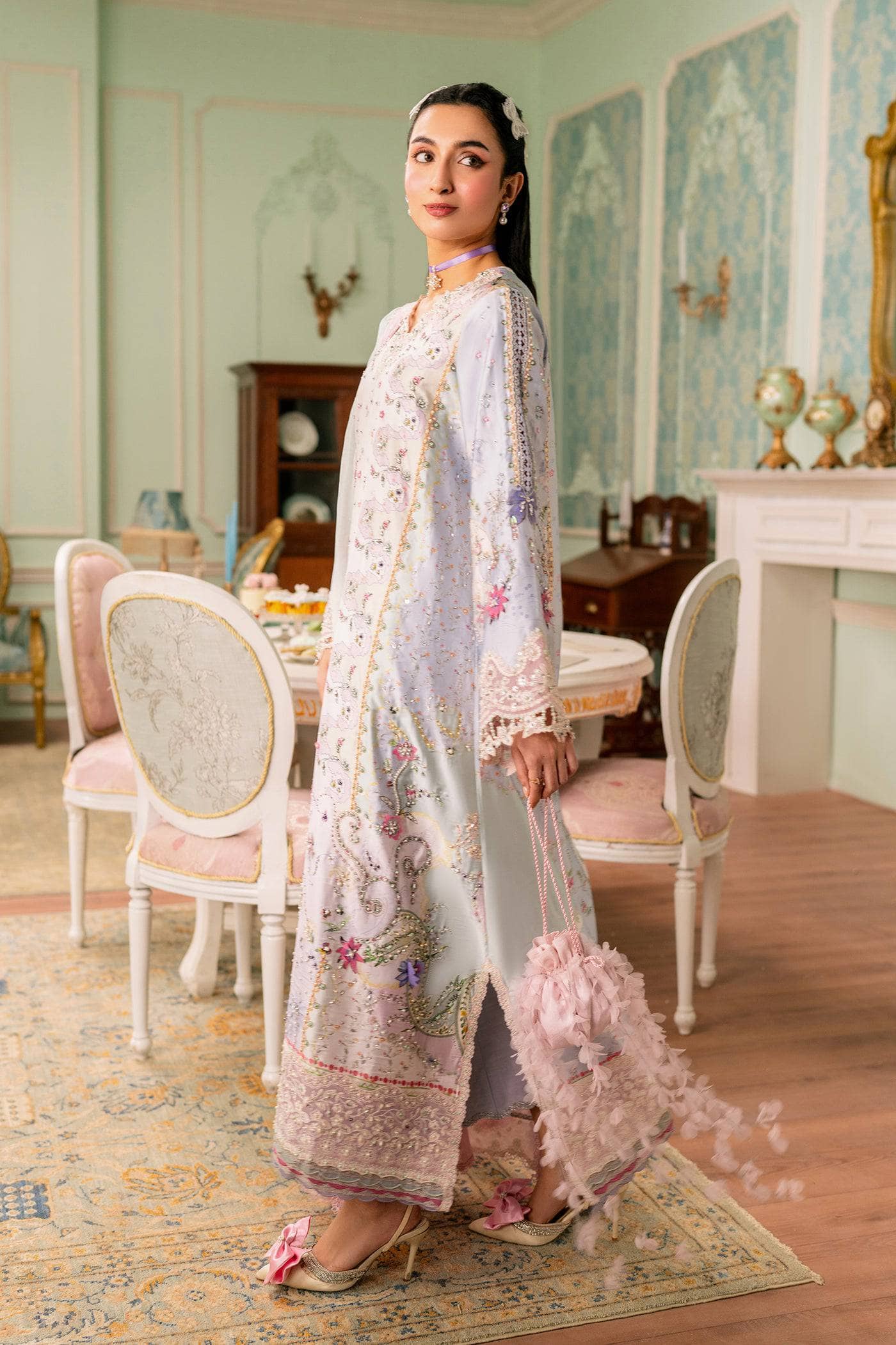 Qalamkar Luxe Charmeuse Silk 26/Hand Work/QSL-05 AKARI