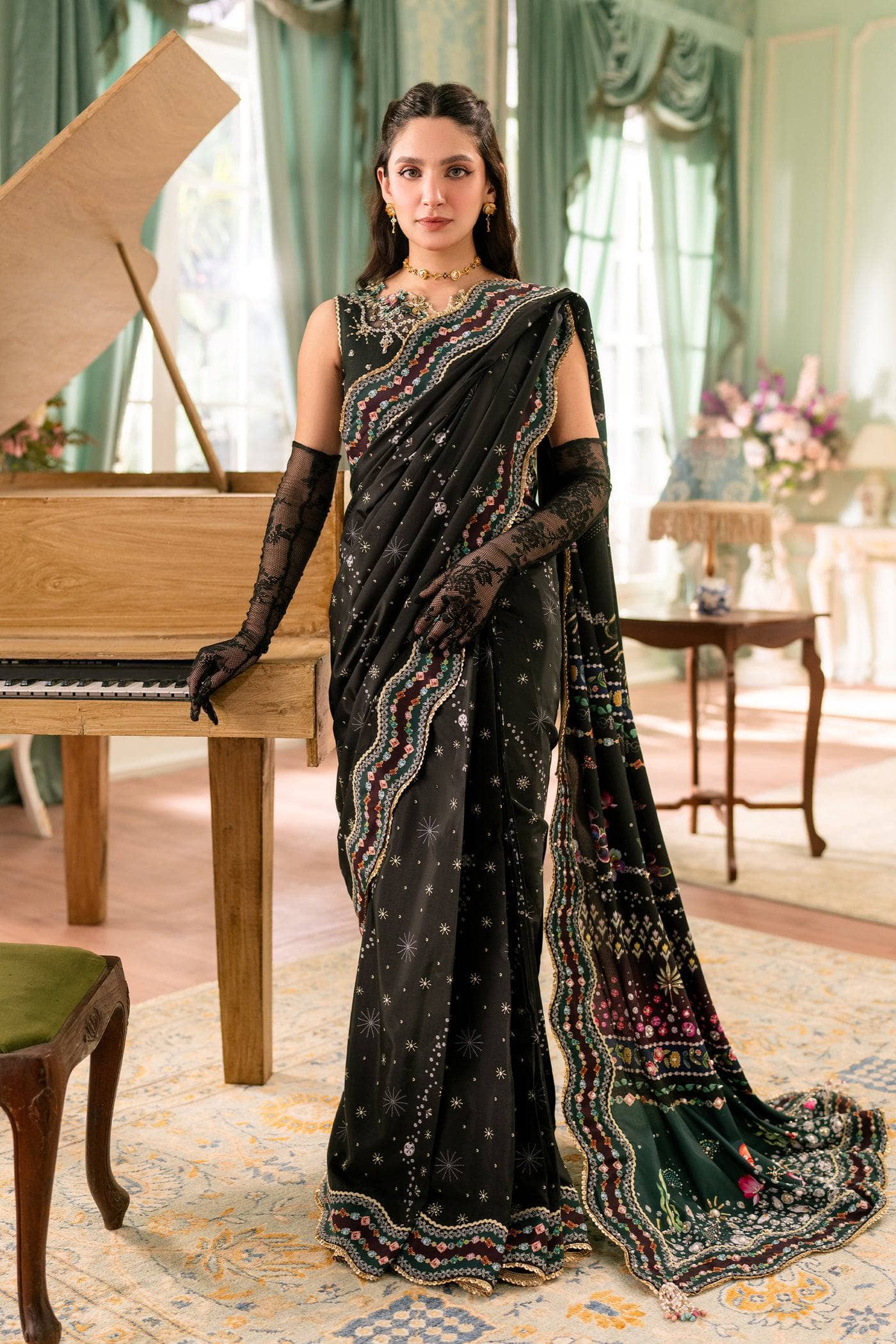 Qalamkar Luxe Charmeuse Silk 26/Hand Work/QSL-08 LINNEA