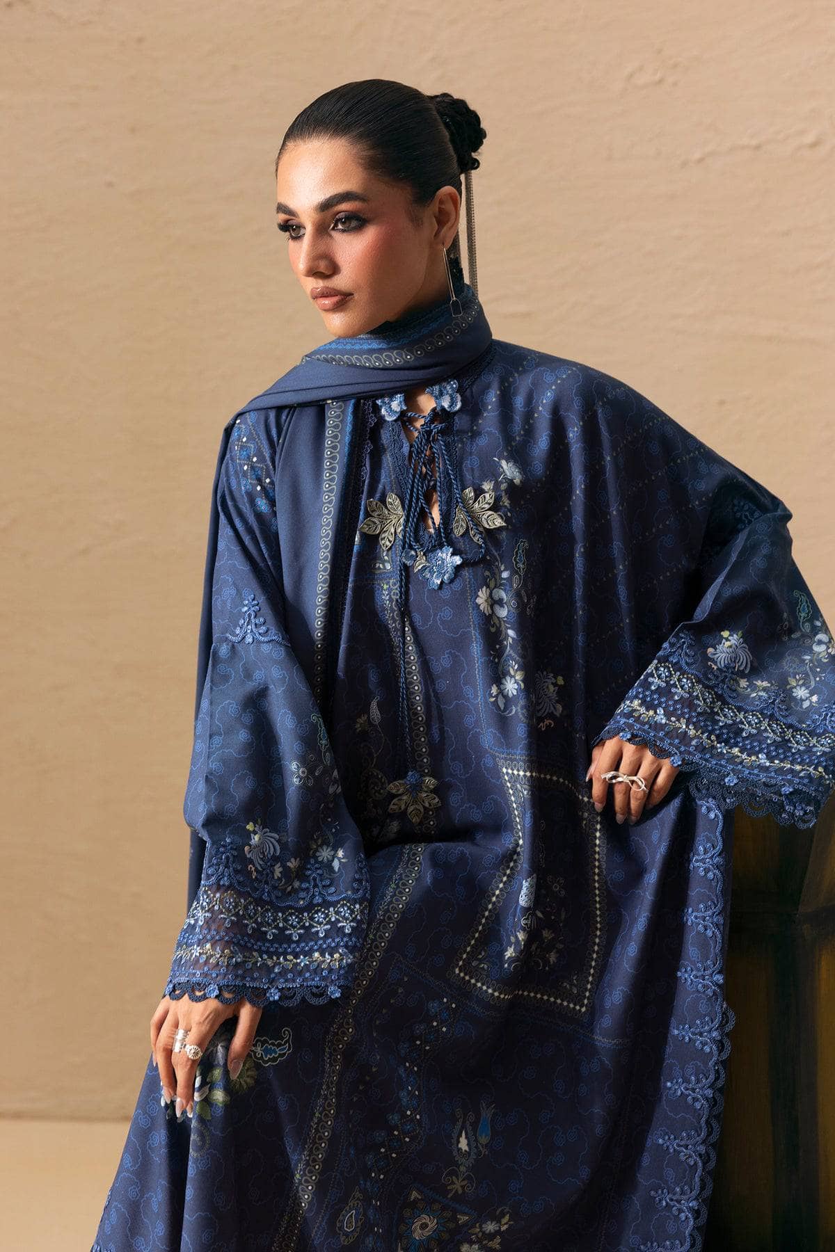 Qalamkar Q Print Winter 26/QPW-05 (B) Calina