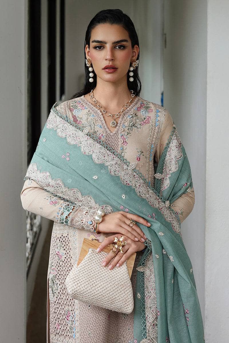 Qalamkar Winter Pakistani Suits Restocked/Qalamkar Q Line Linen 25/Whisper/KL 07