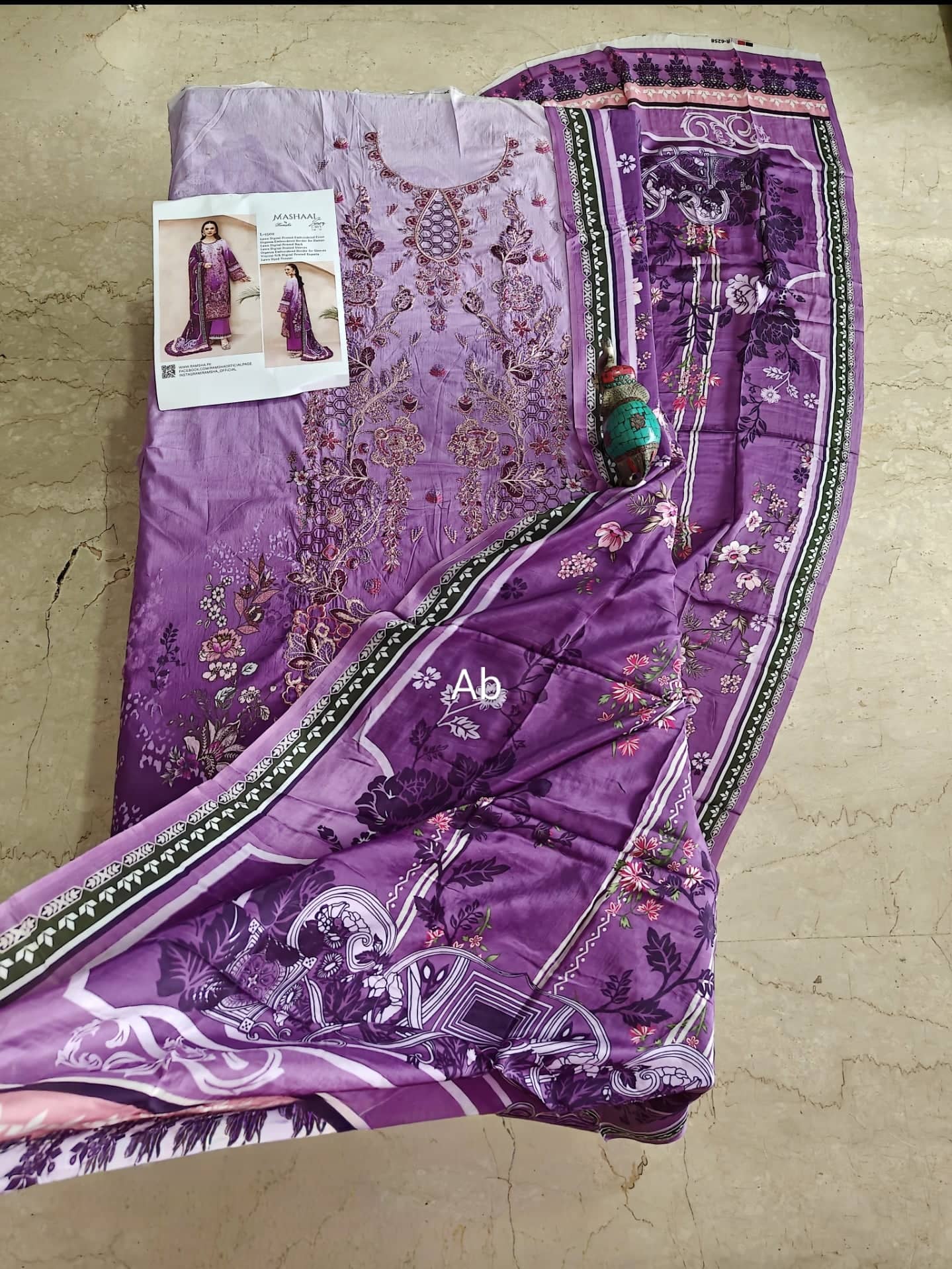 Open Pic/Mashaal Lawn by Ramsha Vol 15/Munark Dupatta L-1502