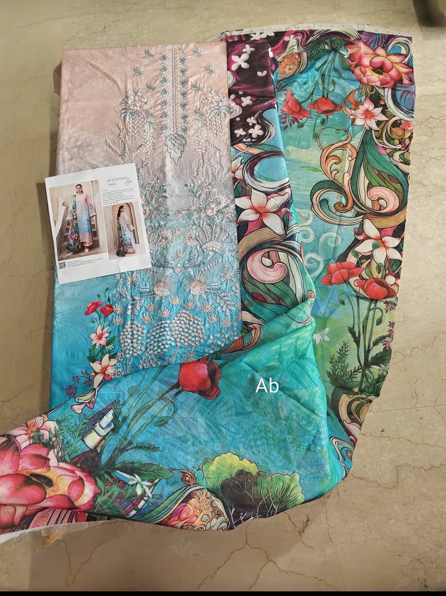 Open Pic/Mashaal Lawn by Ramsha Vol 15/Munark Dupatta L-1510