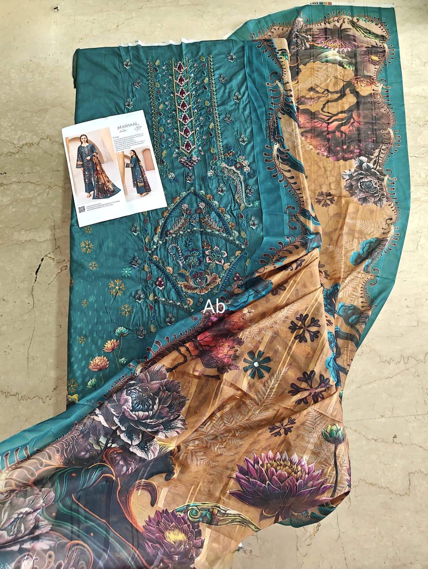 Open Pic/Mashaal Lawn by Ramsha Vol 15/Munark Dupatta L-1511