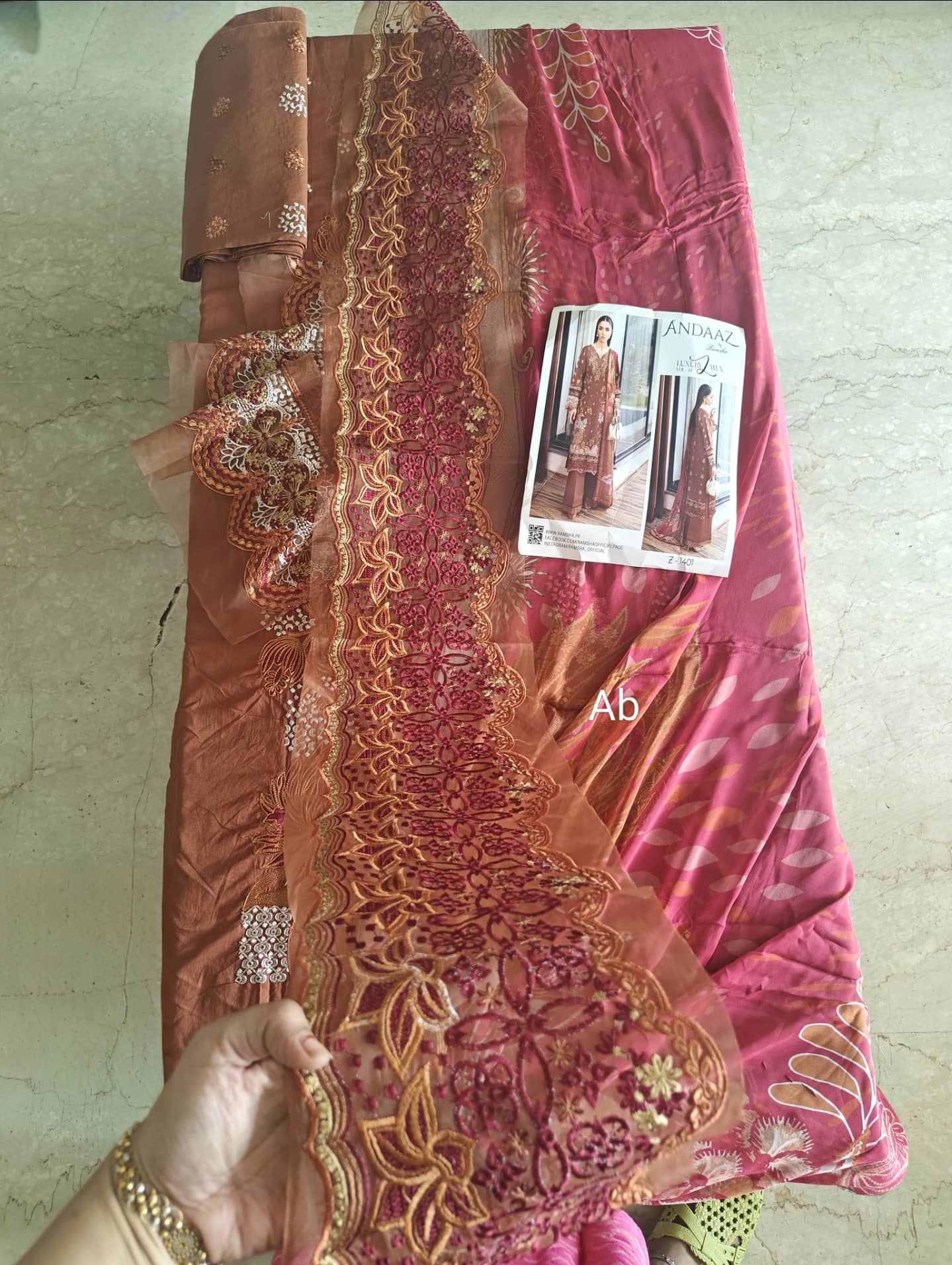Sale‼️Open Pic/Ramsha Andaz Lawn 26/Z1401/Chiffon Dupatta