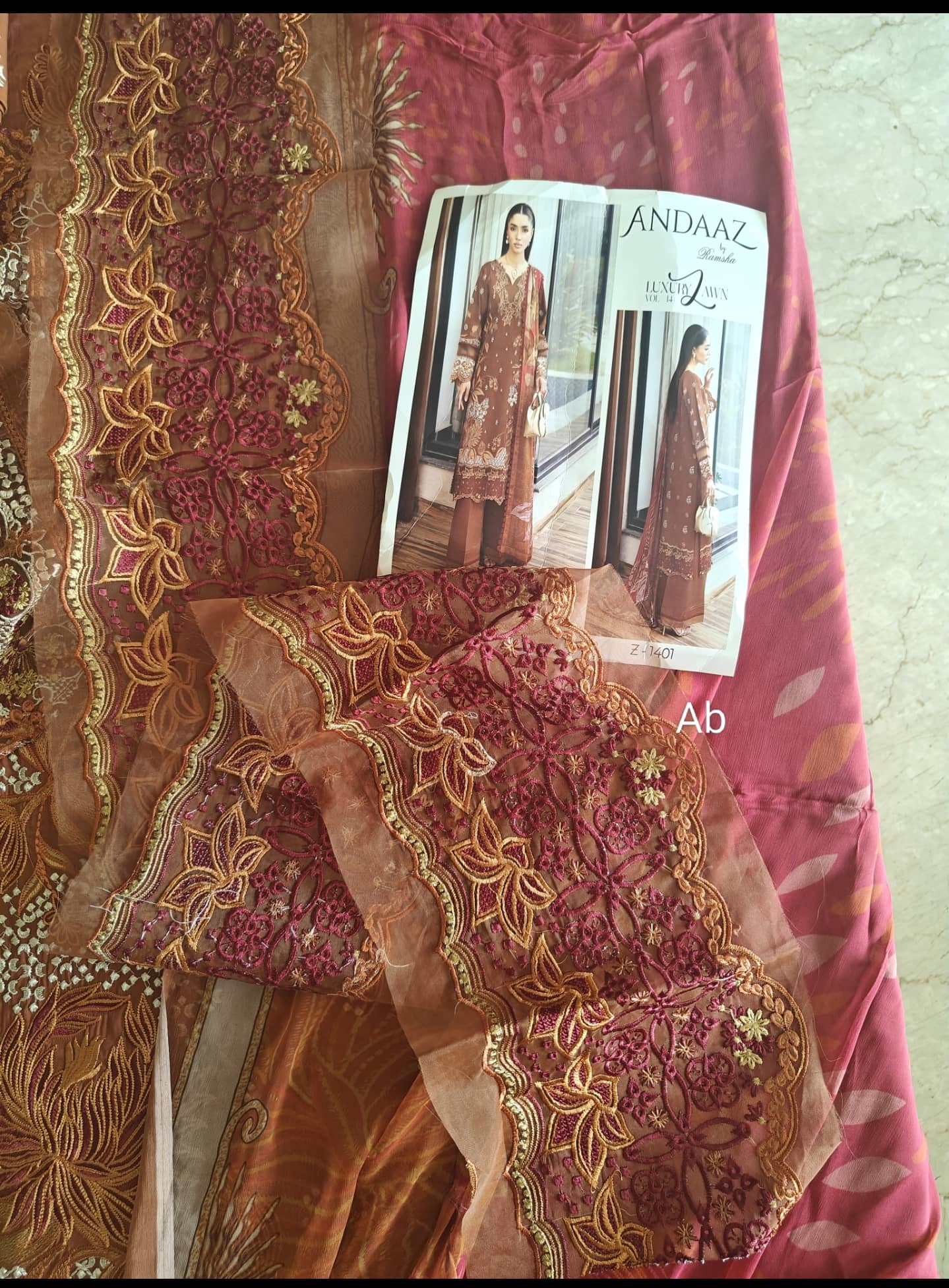Sale‼️Open Pic/Ramsha Andaz Lawn 26/Z1401/Chiffon Dupatta