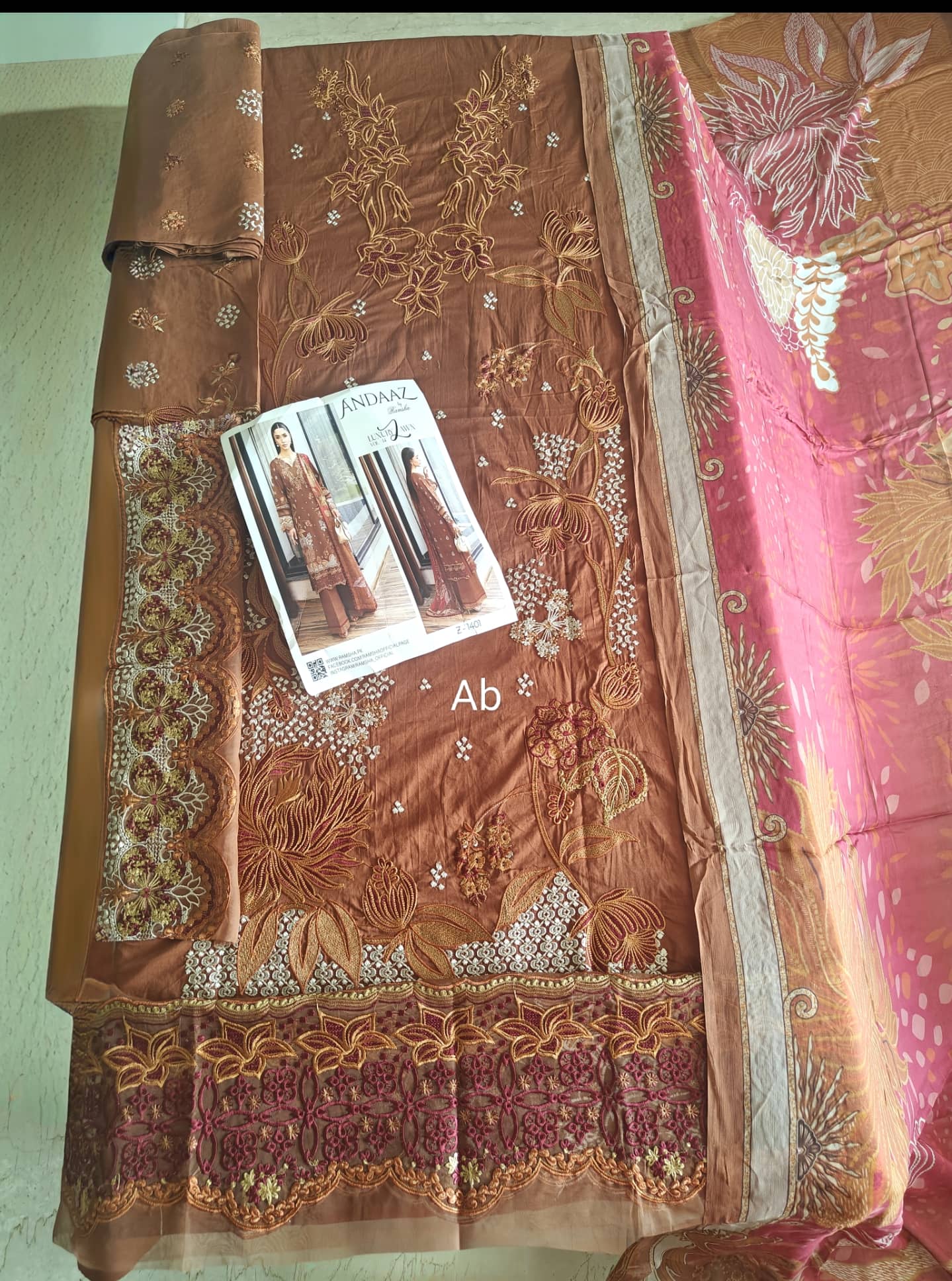 Open Pic/Ramsha Andaz Lawn 26/Z1401/Chiffon Dupatta