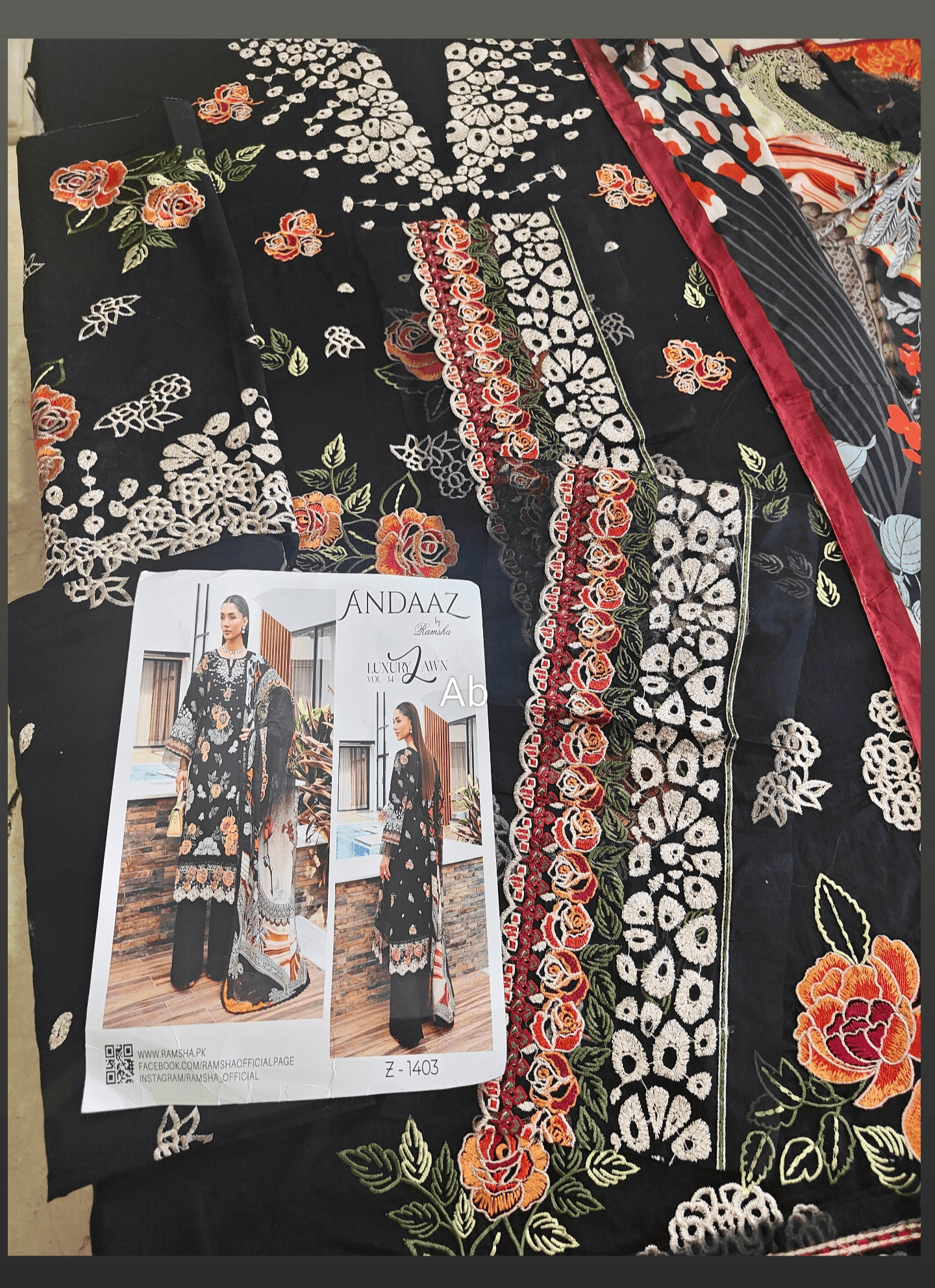Sale‼️Open Pic/Ramsha Andaz Lawn 26/Z1403/Silk Dupatta