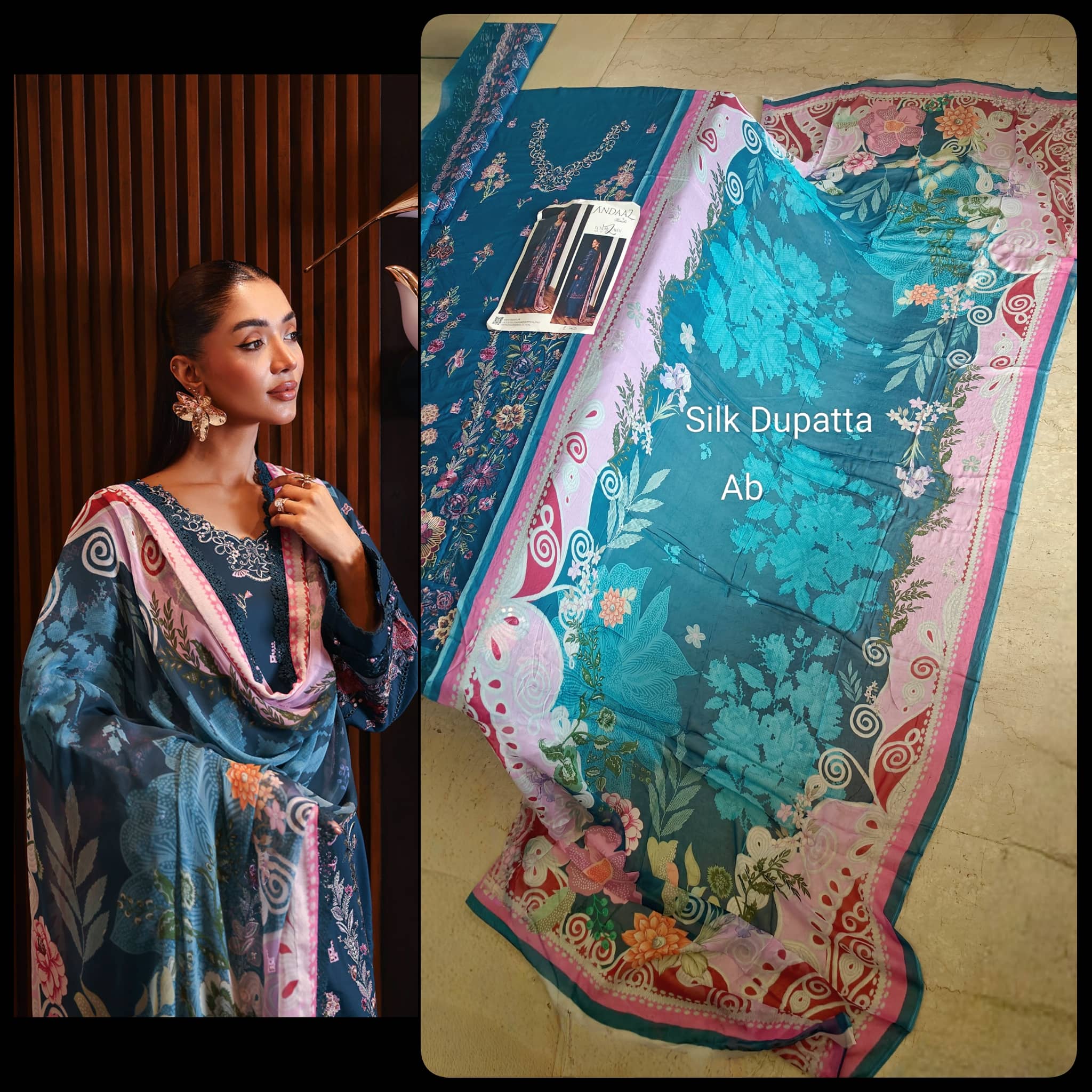 Sale‼️Open Pic/Ramsha Andaz Lawn 26/Z1405/Chiffon Dupatta