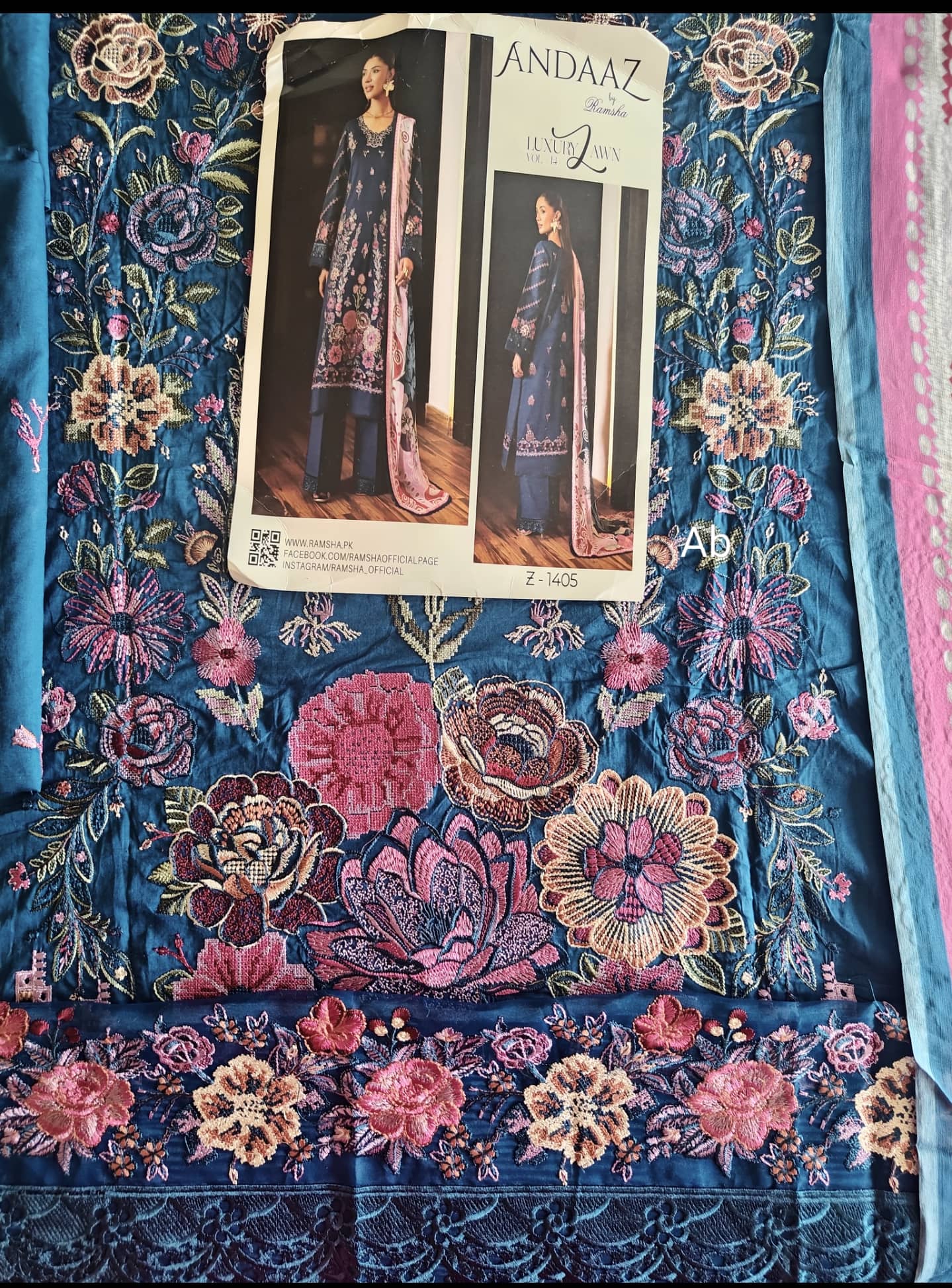 Sale‼️Open Pic/Ramsha Andaz Lawn 26/Z1405/Chiffon Dupatta