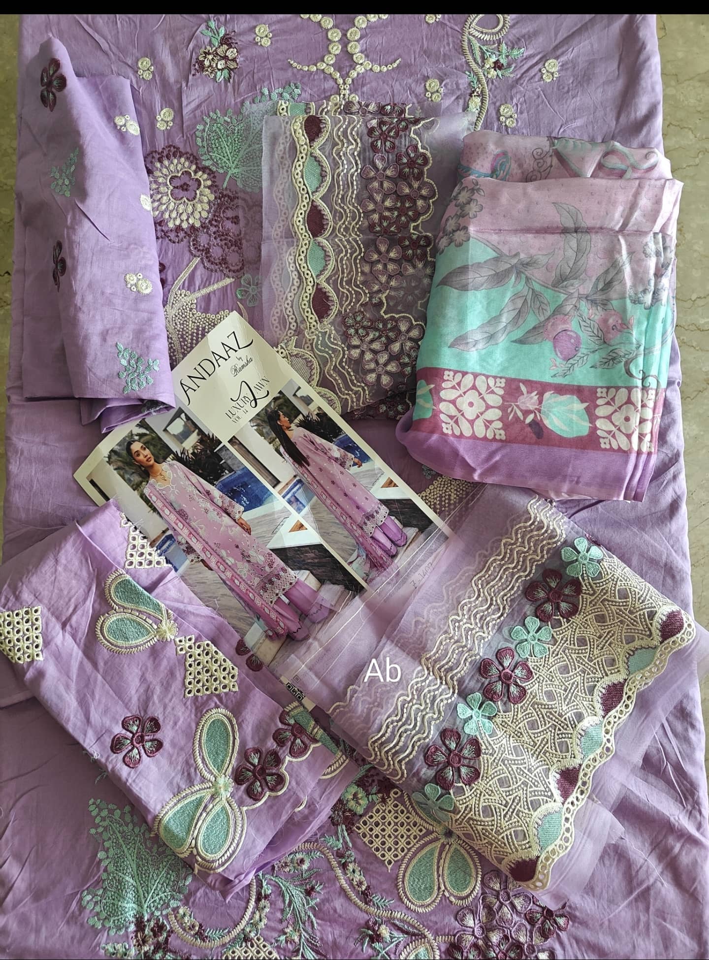 Sale ‼️Open Pic/Ramsha Andaz Lawn 26/Z1407/Silk Dupatta