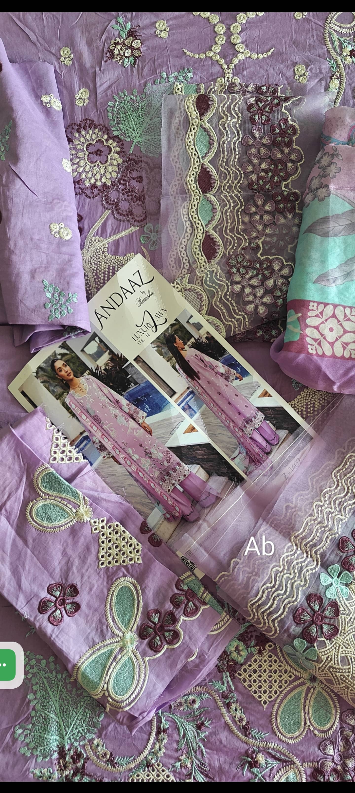 Sale ‼️Open Pic/Ramsha Andaz Lawn 26/Z1407/Silk Dupatta