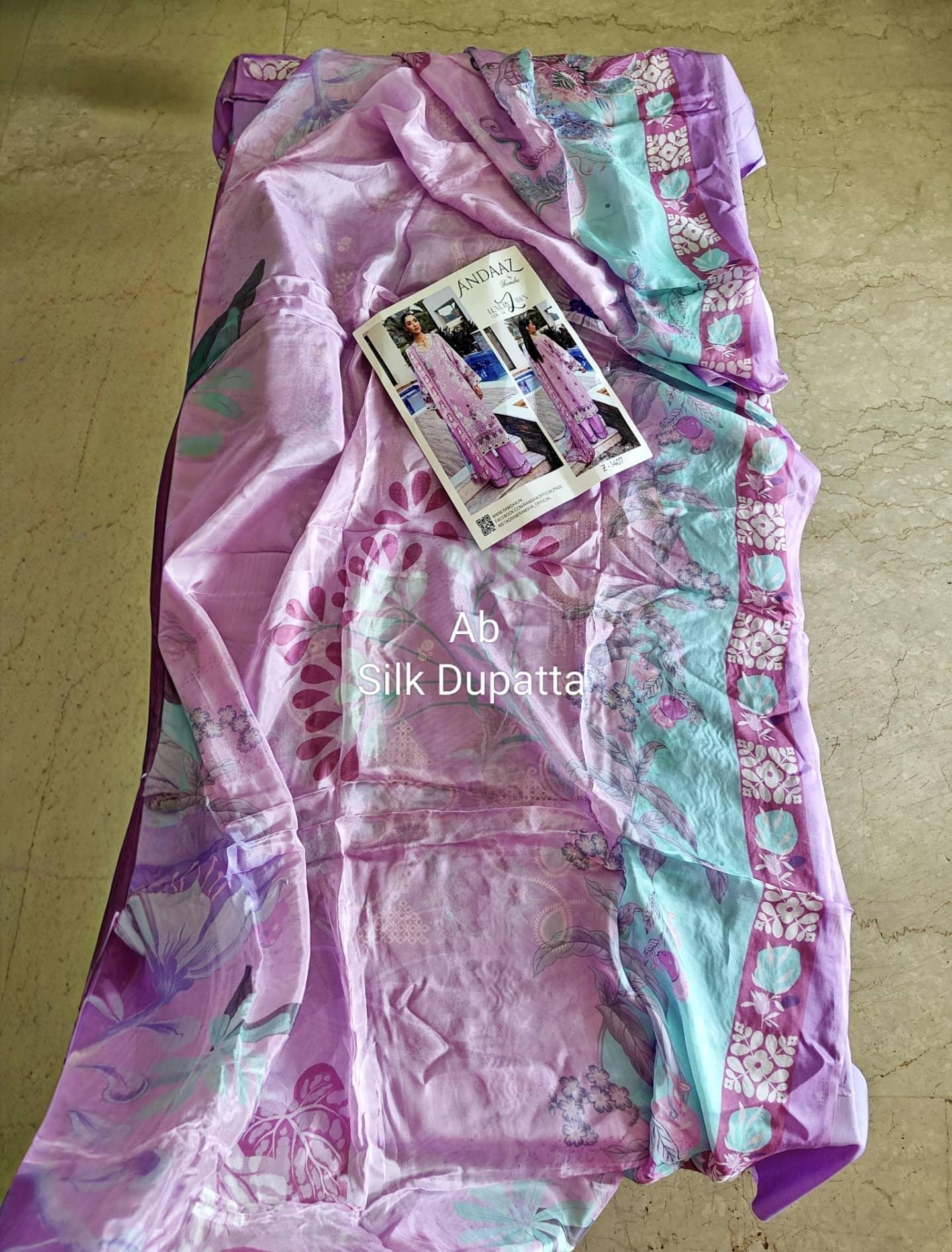 Sale ‼️Open Pic/Ramsha Andaz Lawn 26/Z1407/Silk Dupatta