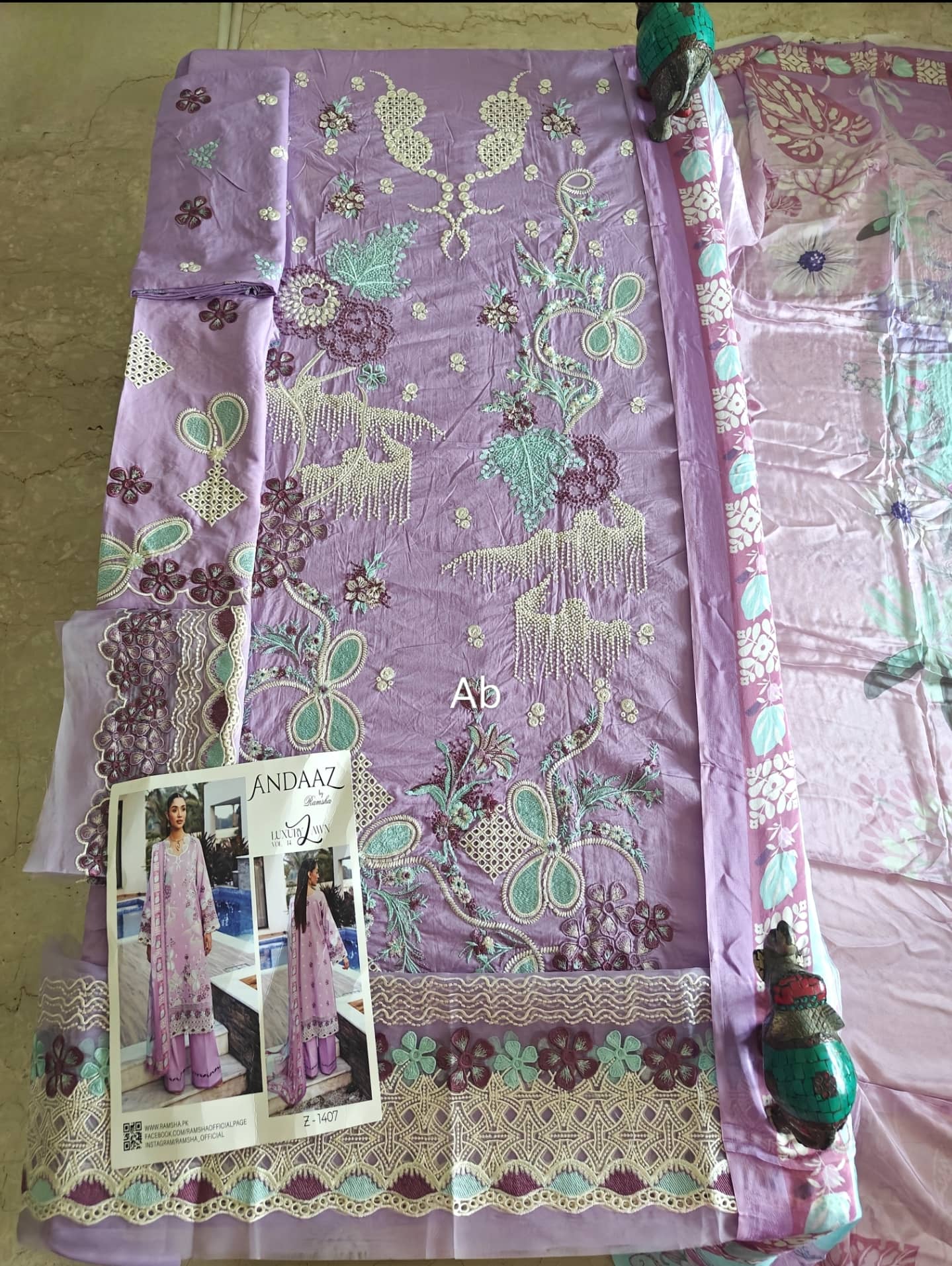 Open Pic/Ramsha Andaz Lawn 26/Z1407/Silk Dupatta