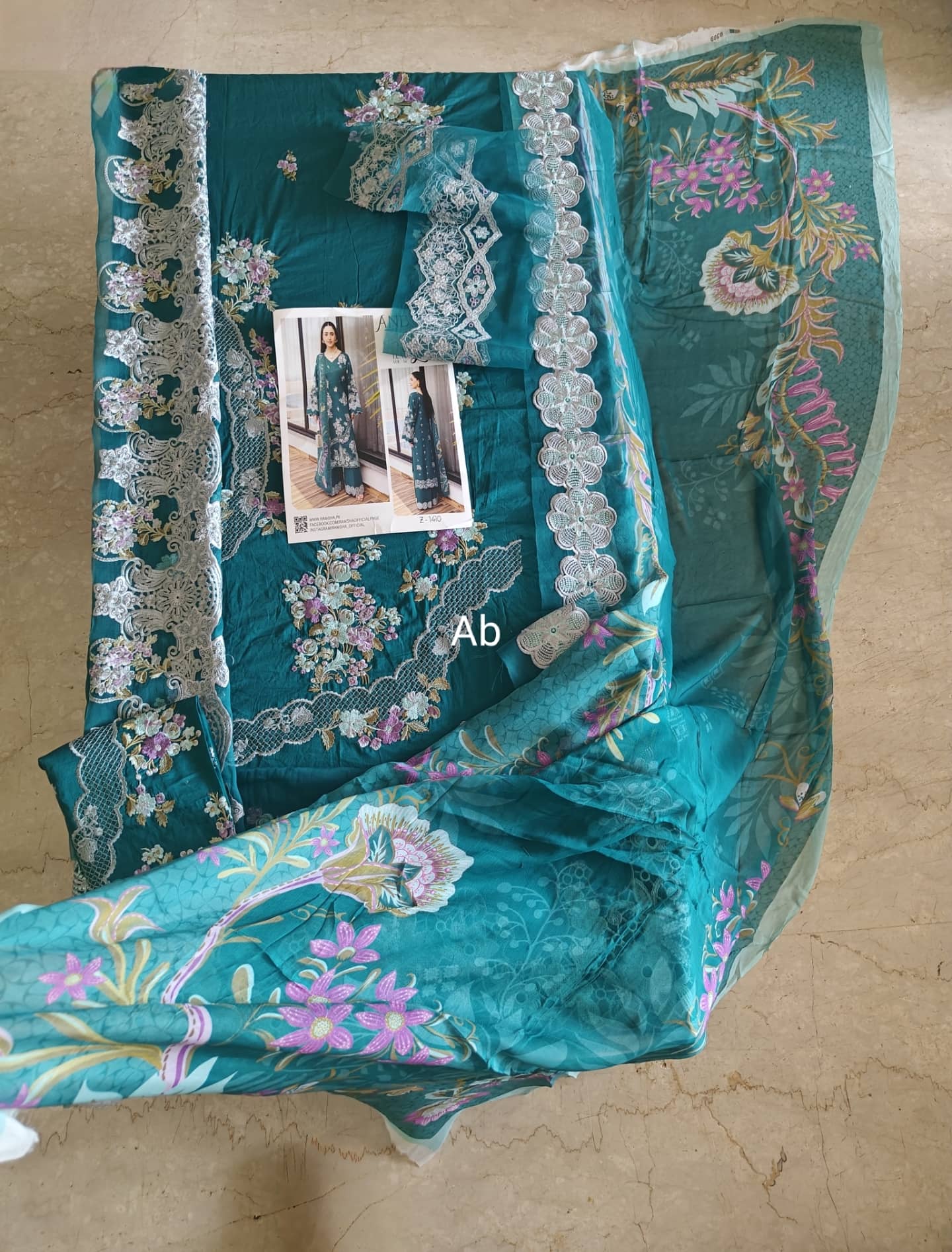 Sale‼️Open Pic/Ramsha Andaz Lawn 26/ Z1410/Chiffon Dupatta