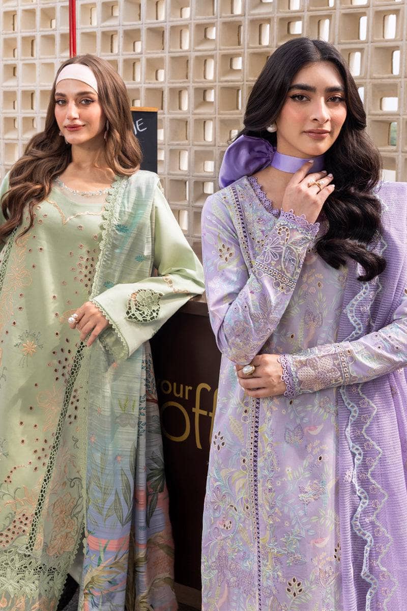 Rang Rasiya Carnation Lawn 25/Vol 2/02/Areha/Green/Silk Dupatta