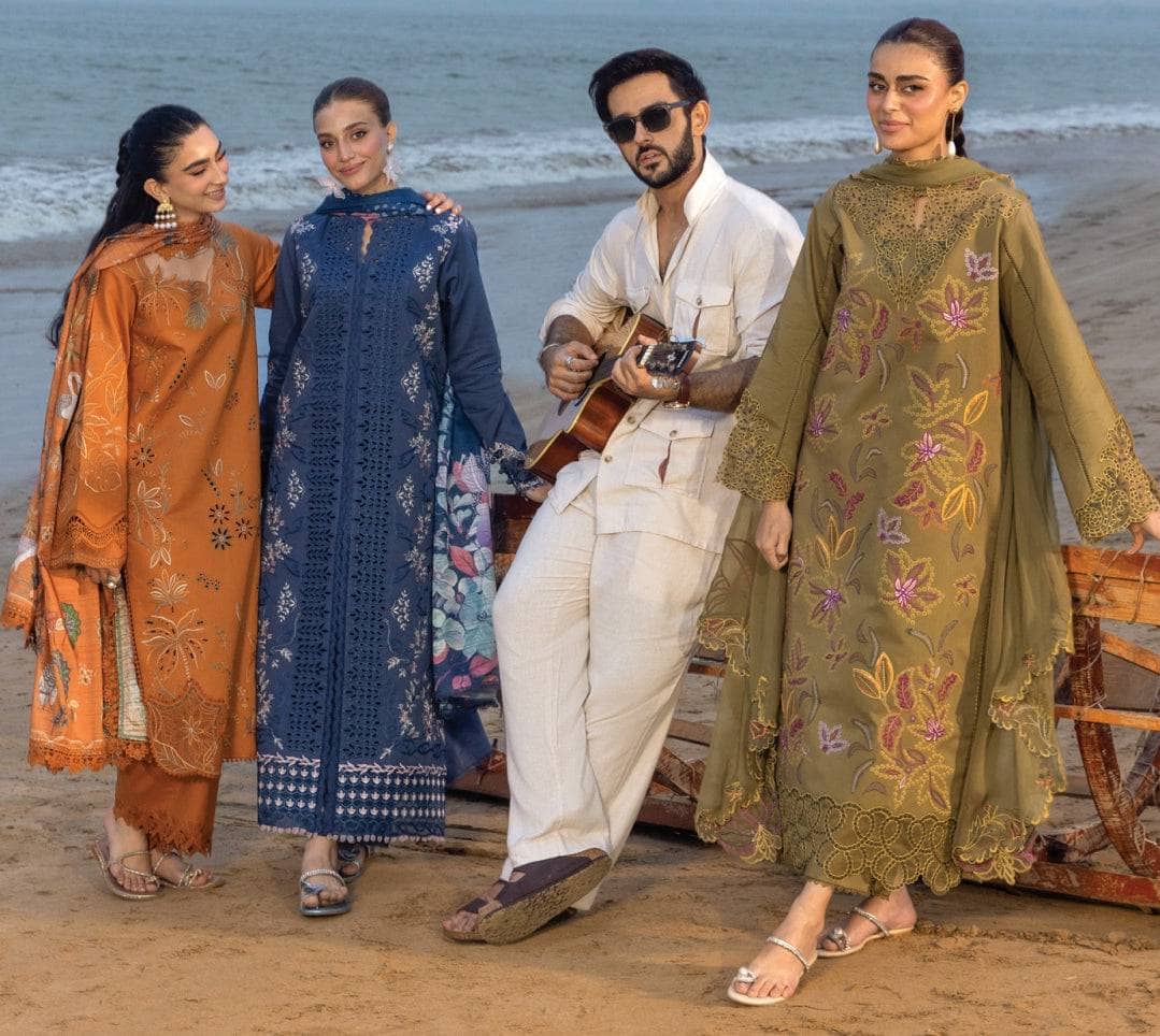 Rang Rasiya Carnation Lawn 25/Vol2//05/Keya/Dark Blue/Silk Dupatta