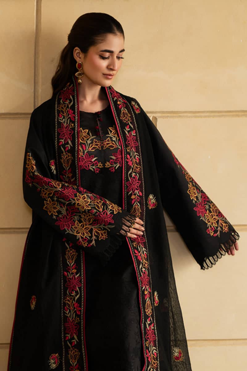 Rang Rasiya Carnation Lawn 26/Ezra/Graphie Black/Embroideried Dupatta