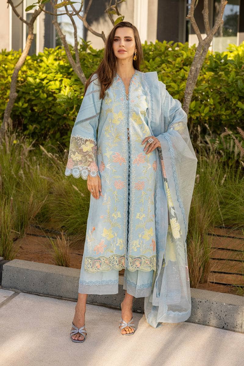 Rang Rasiya Carnation Lawn Pakistani Suits Restocked/Rang Rasiya Carnation Lawn/Ocean/Sky Blue