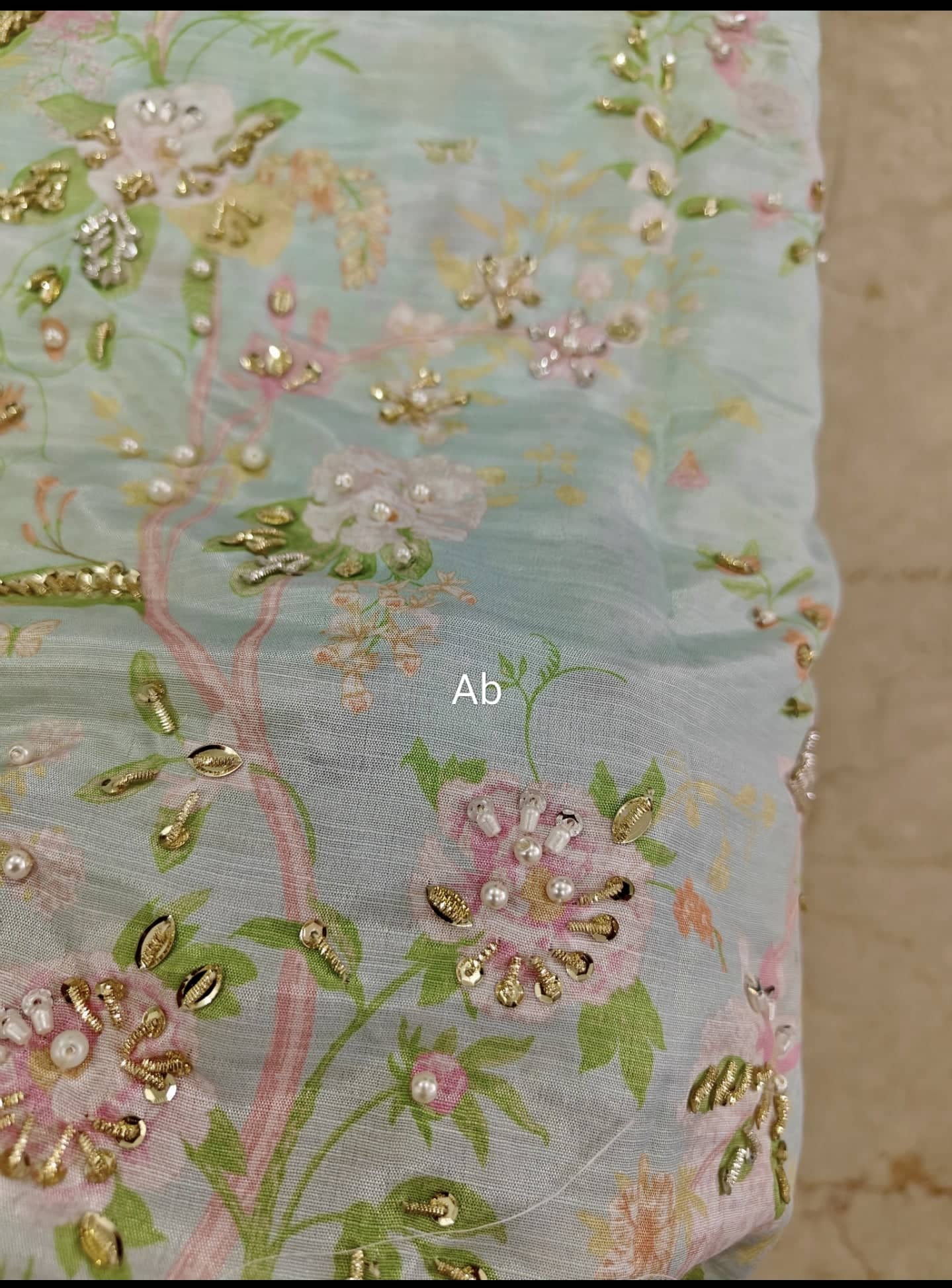 Open Pic/Rang Rasiya Luxe Silk/Hand Work/Feryal/Ocean Mist