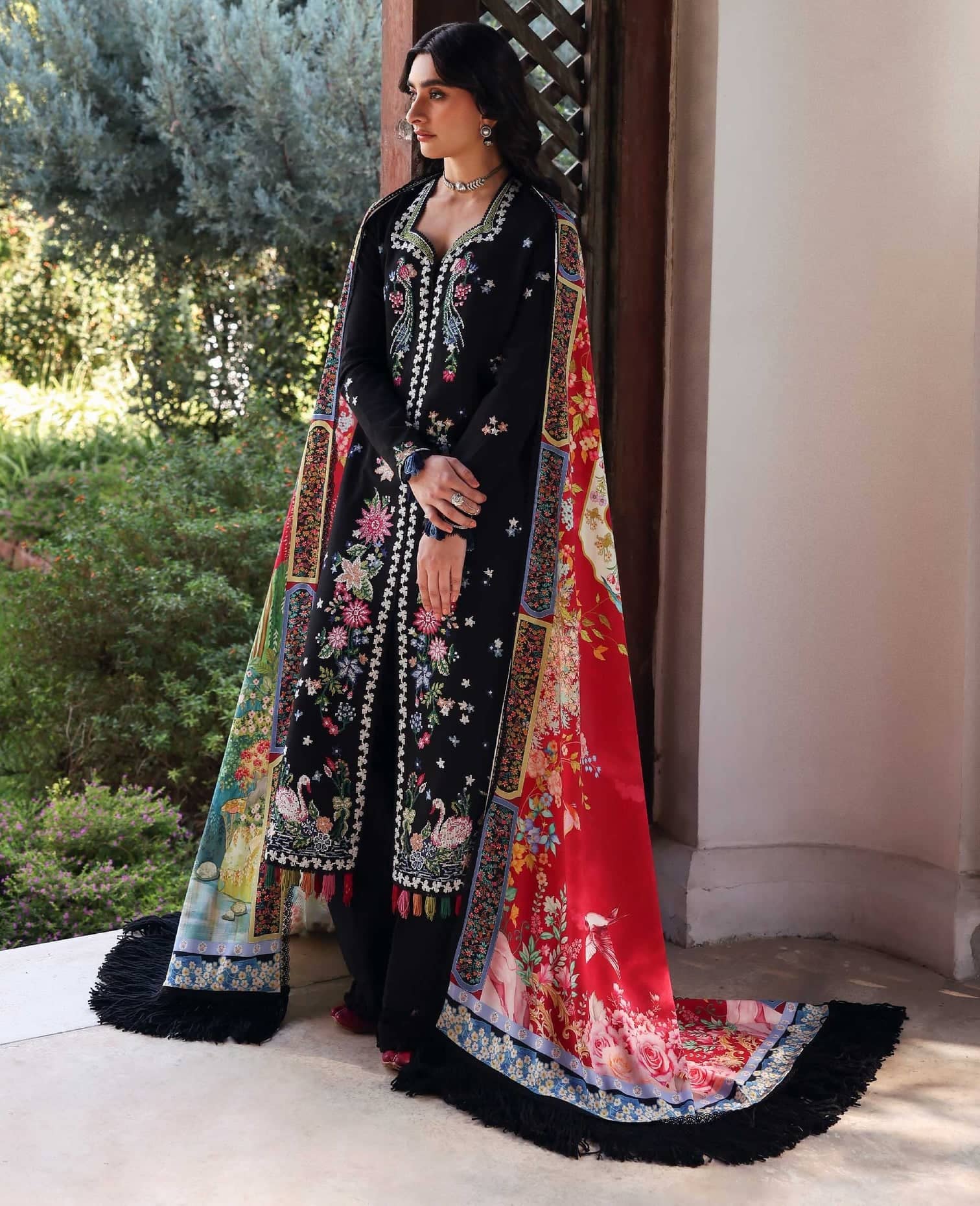 Republic Womens wear Winter Pakistani Suit Republic Womens Wear Amaris/Winter/Aveline/Black/Karandi