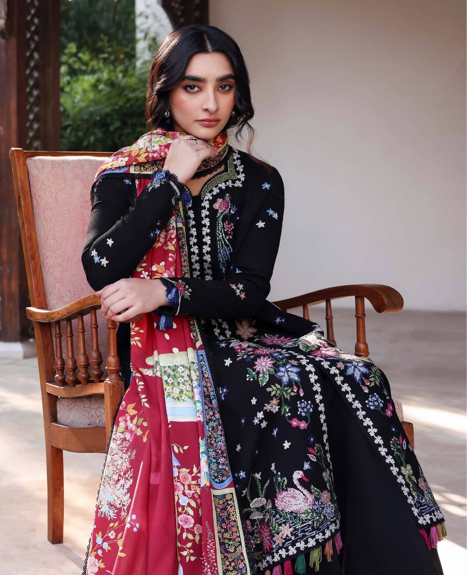 Republic Womens wear Winter Pakistani Suit Republic Womens Wear Amaris/Winter/Aveline/Black/Karandi