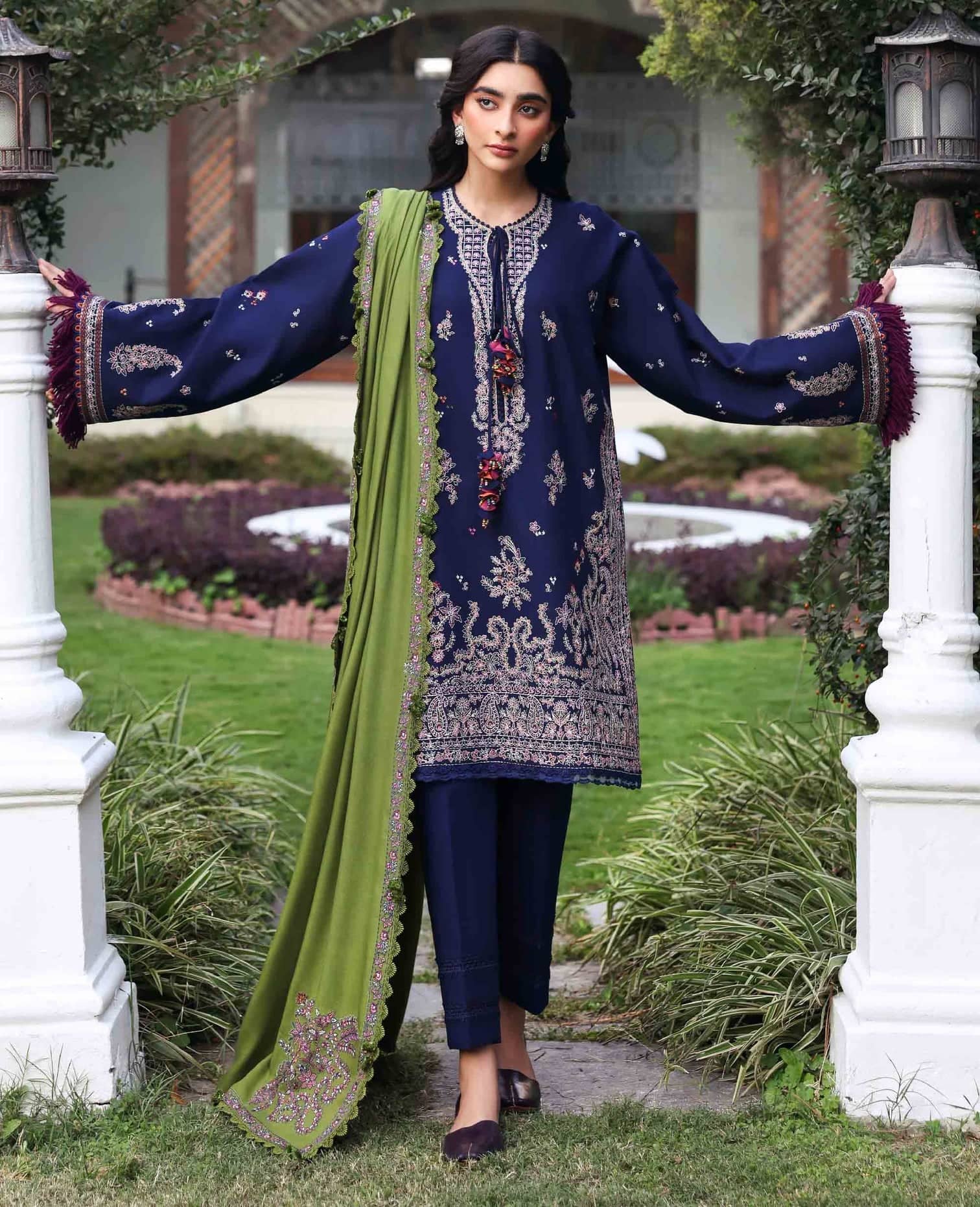 Republic Womens wear Winter Pakistani Suit Republic Womens Wear Amaris/Winter/Azura/Deep Blue/Khaddar