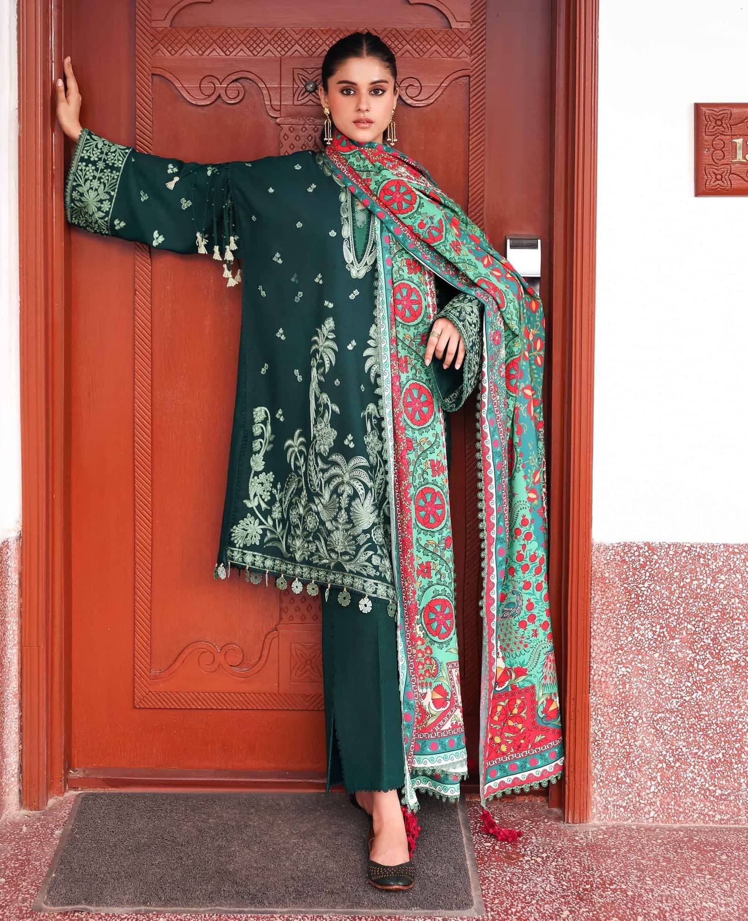 Republic Womens wear Winter Pakistani Suit Republic Womens Wear Amaris/Winter/Celeste/Emerald Green/Khaddar