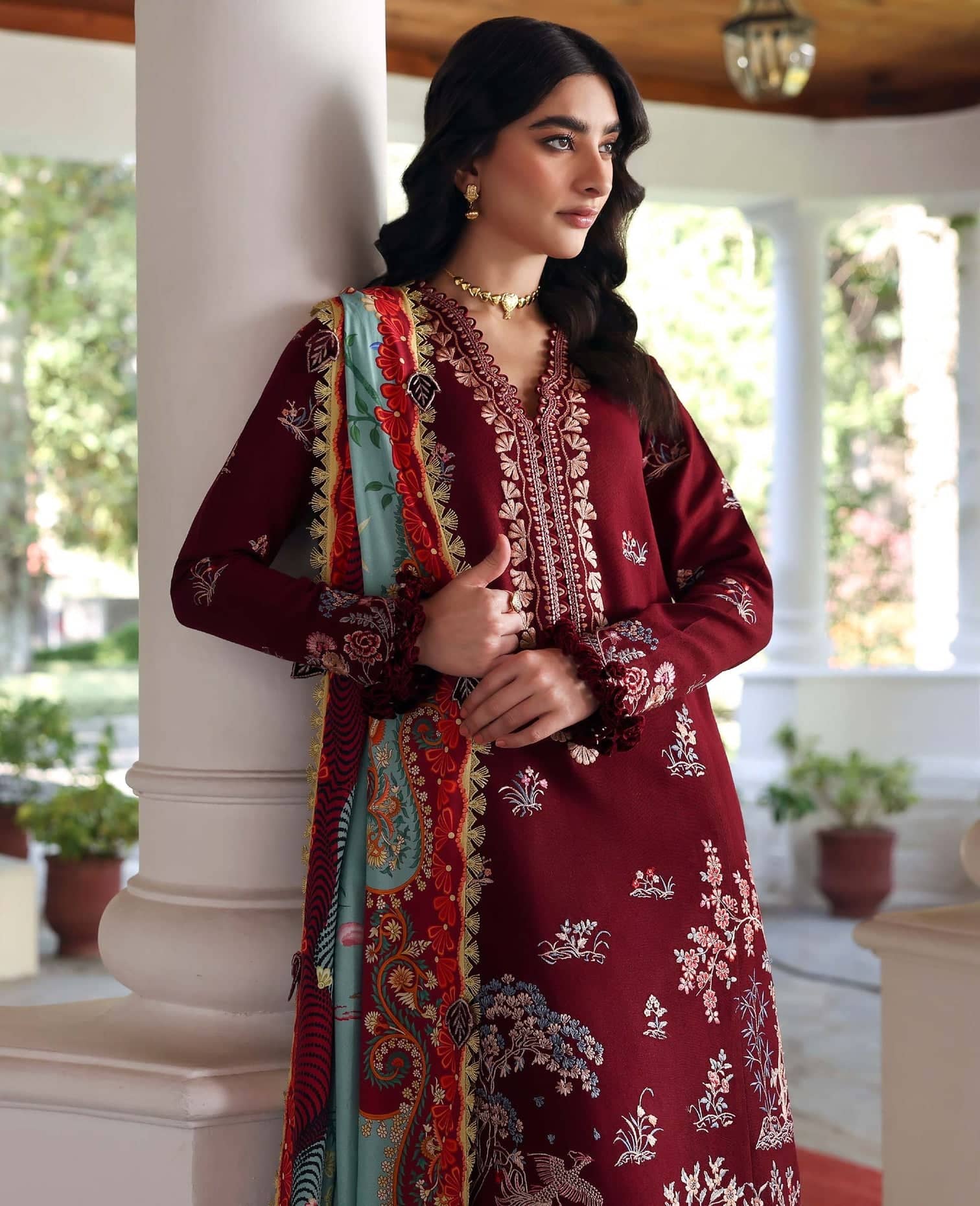 Republic Womens wear Winter Pakistani Suit Republic Womens Wear Amaris/Winter/Sienna/Oxblood/Karandi