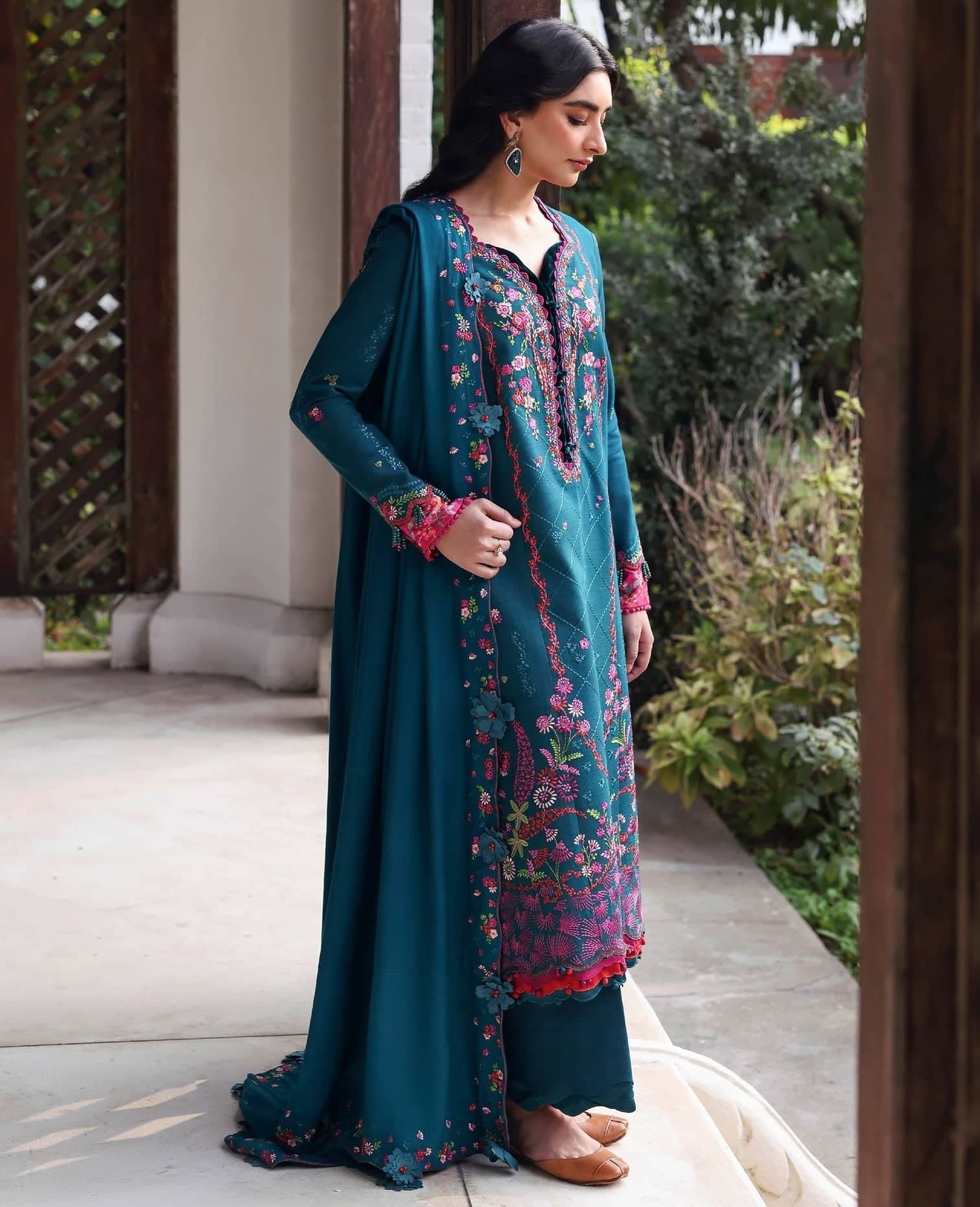 Republic Womens wear Winter Pakistani Suit Republic Womens Wear Amaris/Winter/Teal/Khaddar