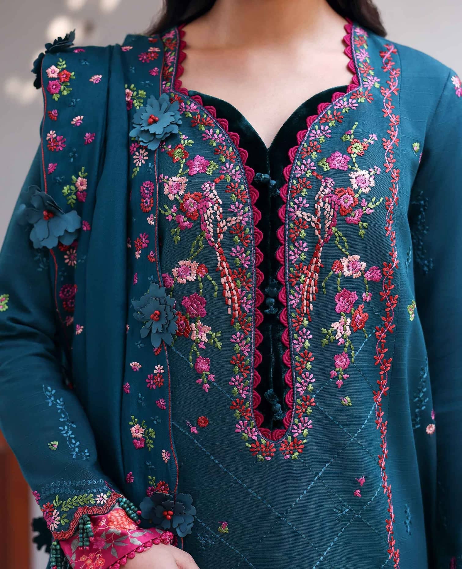 Republic Womens wear Winter Pakistani Suit Republic Womens Wear Amaris/Winter/Teal/Khaddar