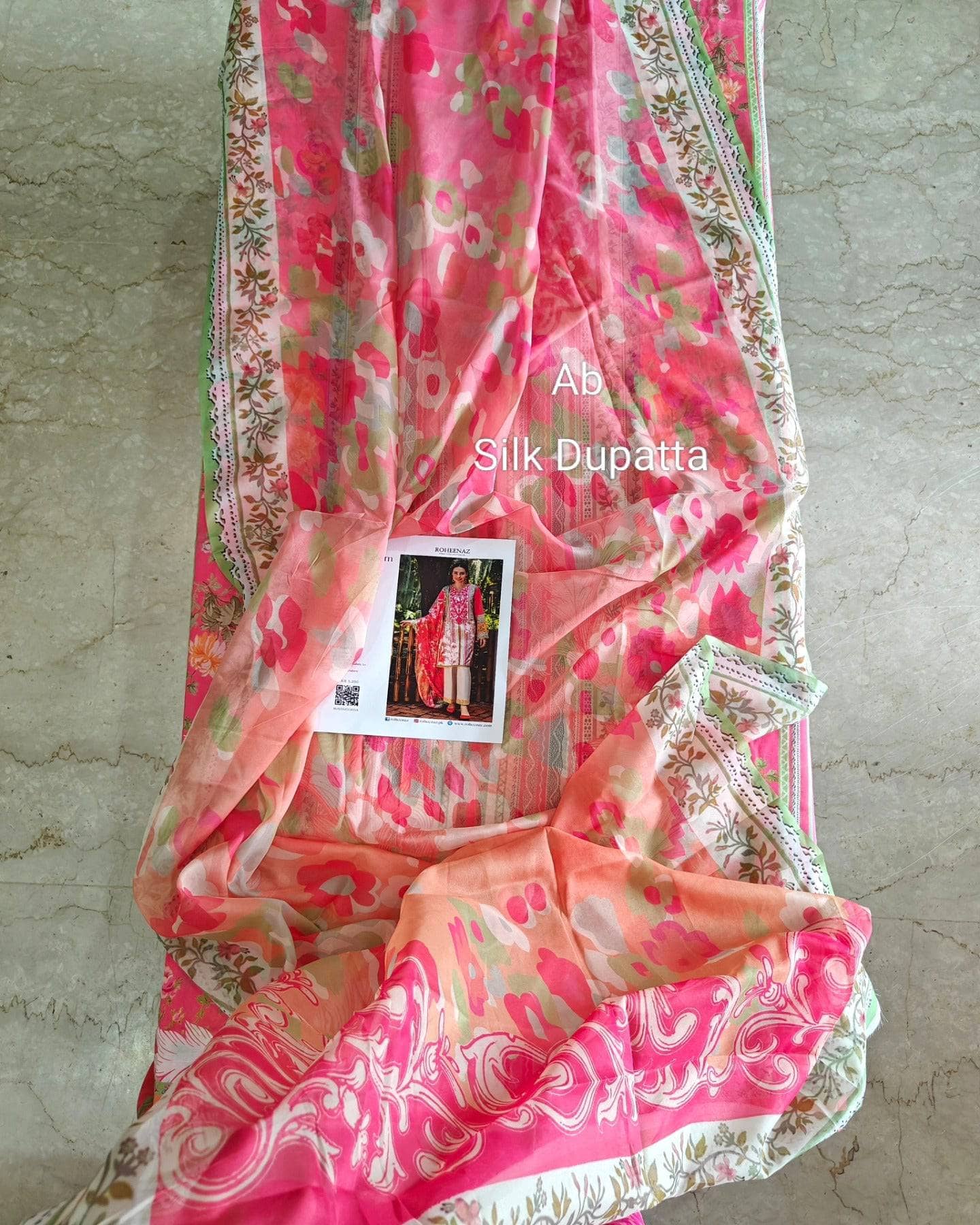 Open Pic/Roheenaz Ethereal Blooms/Roselle/Silk Dupatta