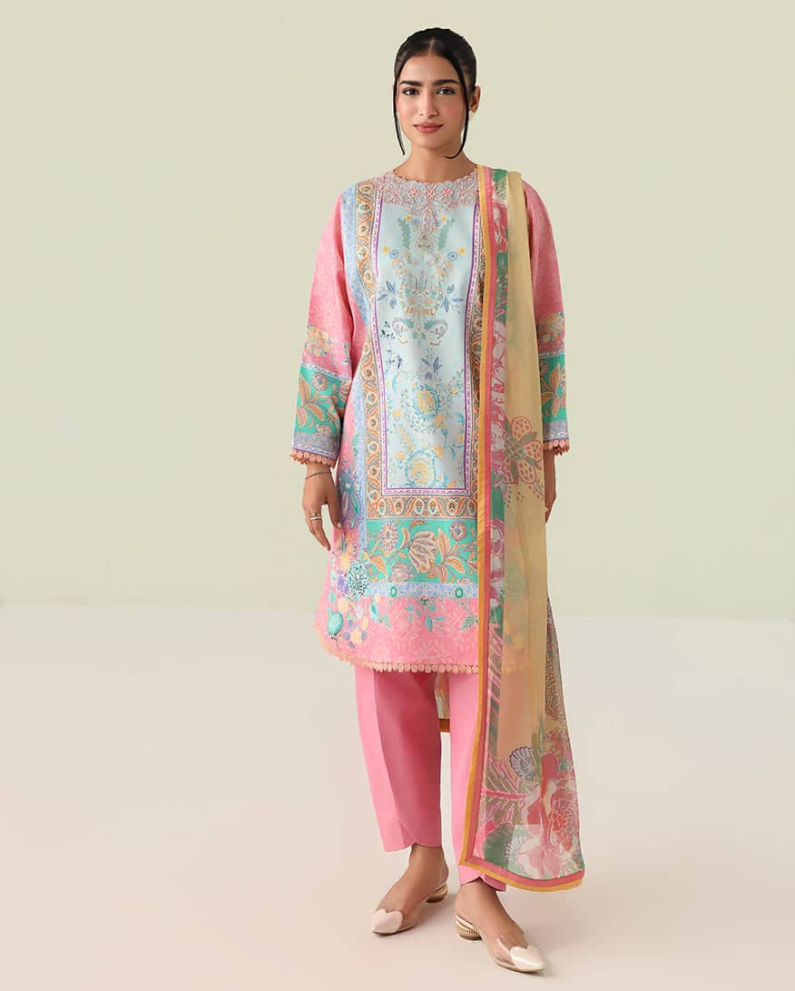 Roheenaz Rosette Lawn/Golden Hour/Silk Dupatta
