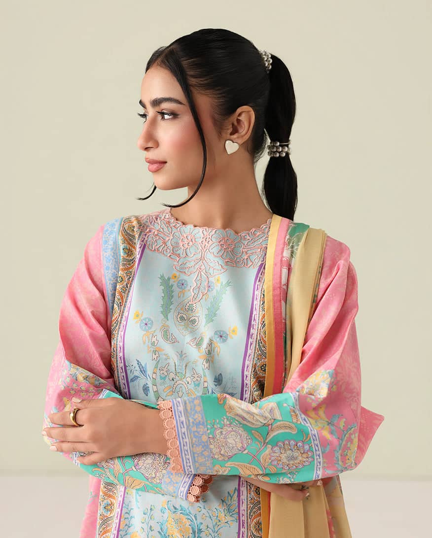 Roheenaz Rosette Lawn/Golden Hour/Silk Dupatta