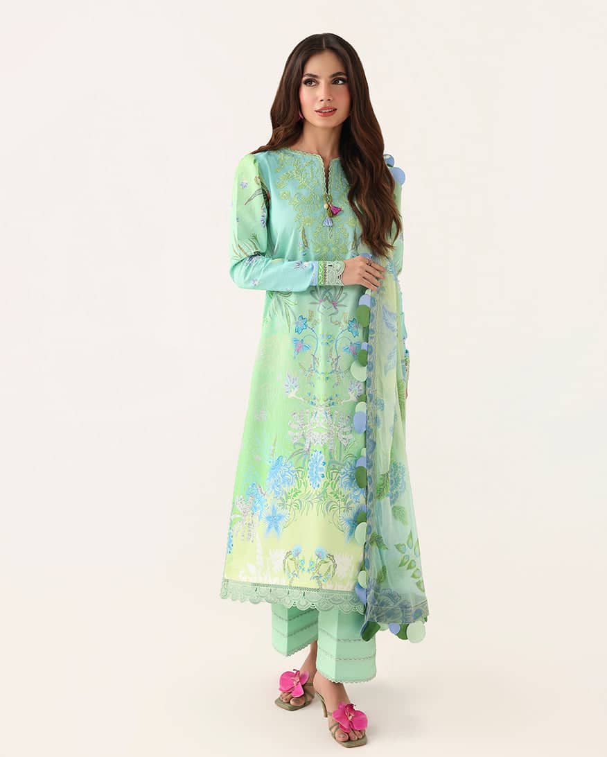 Roheenaz Rosette Lawn/Morning Dew/Chiffon Dupatta