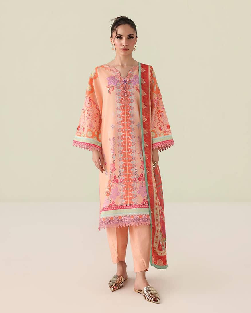 Roheenaz Rosette Lawn/Warm Horizon/Silk Dupatta